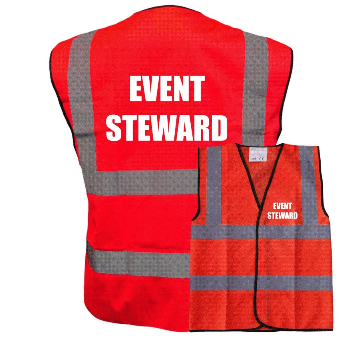 Event Steward Red Hi Vis Viz Safety Vest Waistcoat, Reflective High Visibility Work Wear, Events,