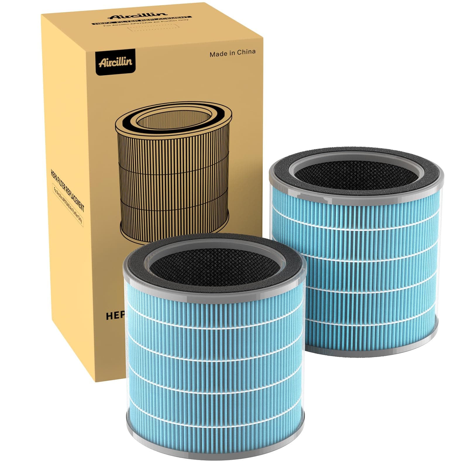 Air Purifier AP070A & AP070B Replacement Filters, Efficiency Activated Carbon, High-efficiency HEPA Filter, 2 Pack