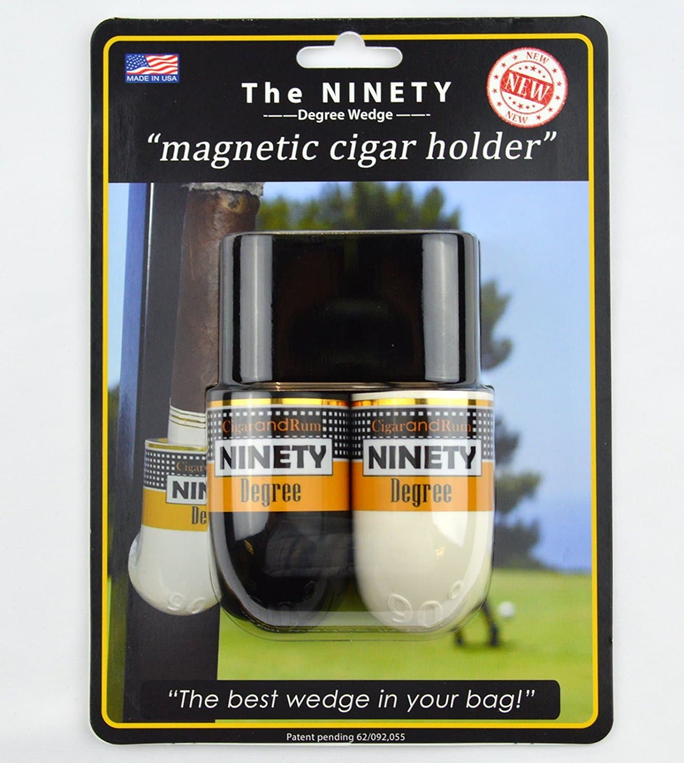 The Ninety Degree Wedge - The Ultimate Premium & Versatile, Magnetic Cigar Holder - White / Black (Made in the USA)