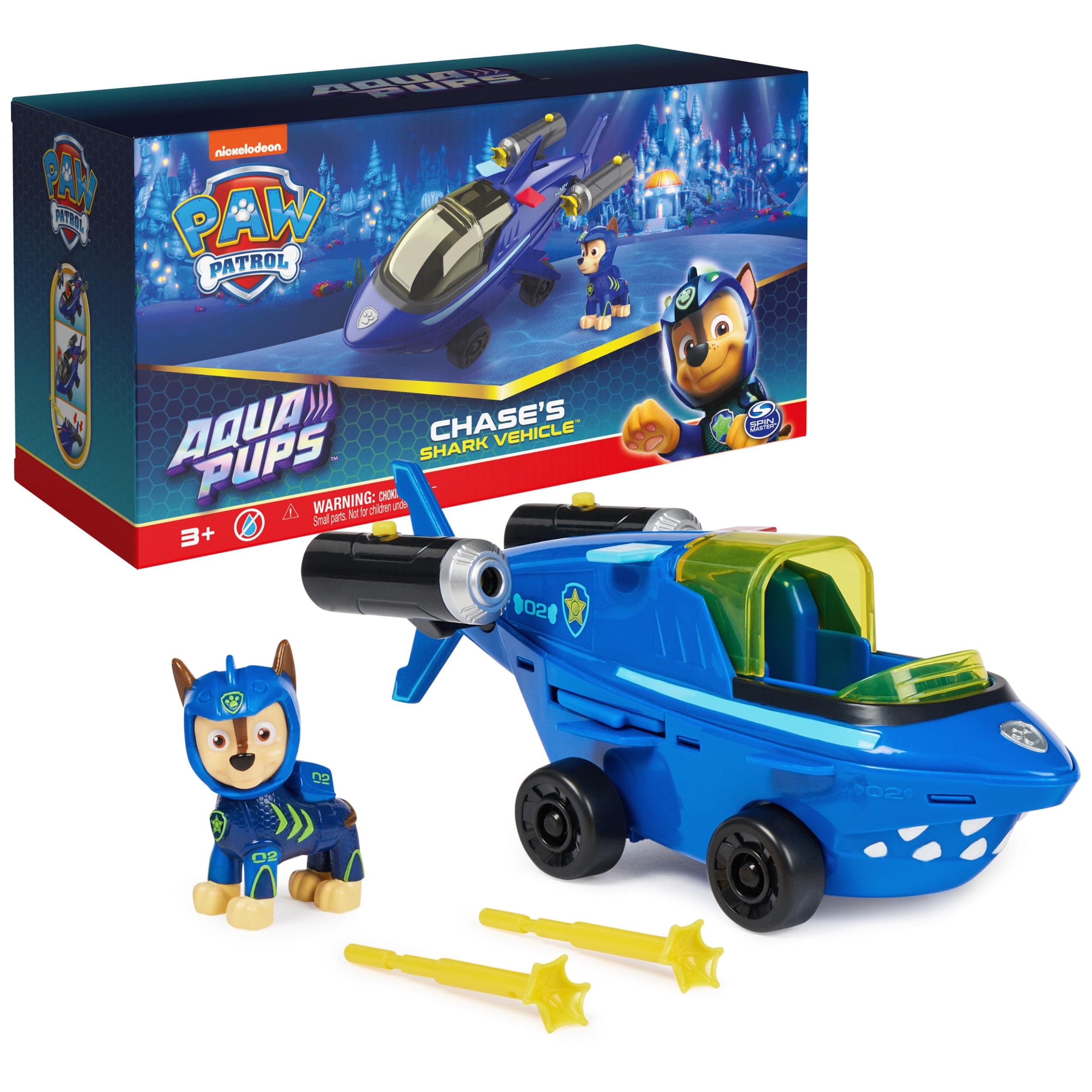 Aqua Pups, Chase Transforming Shark Vehicle with Collectible Action Figure, Kids Toys for Ages 3 and up