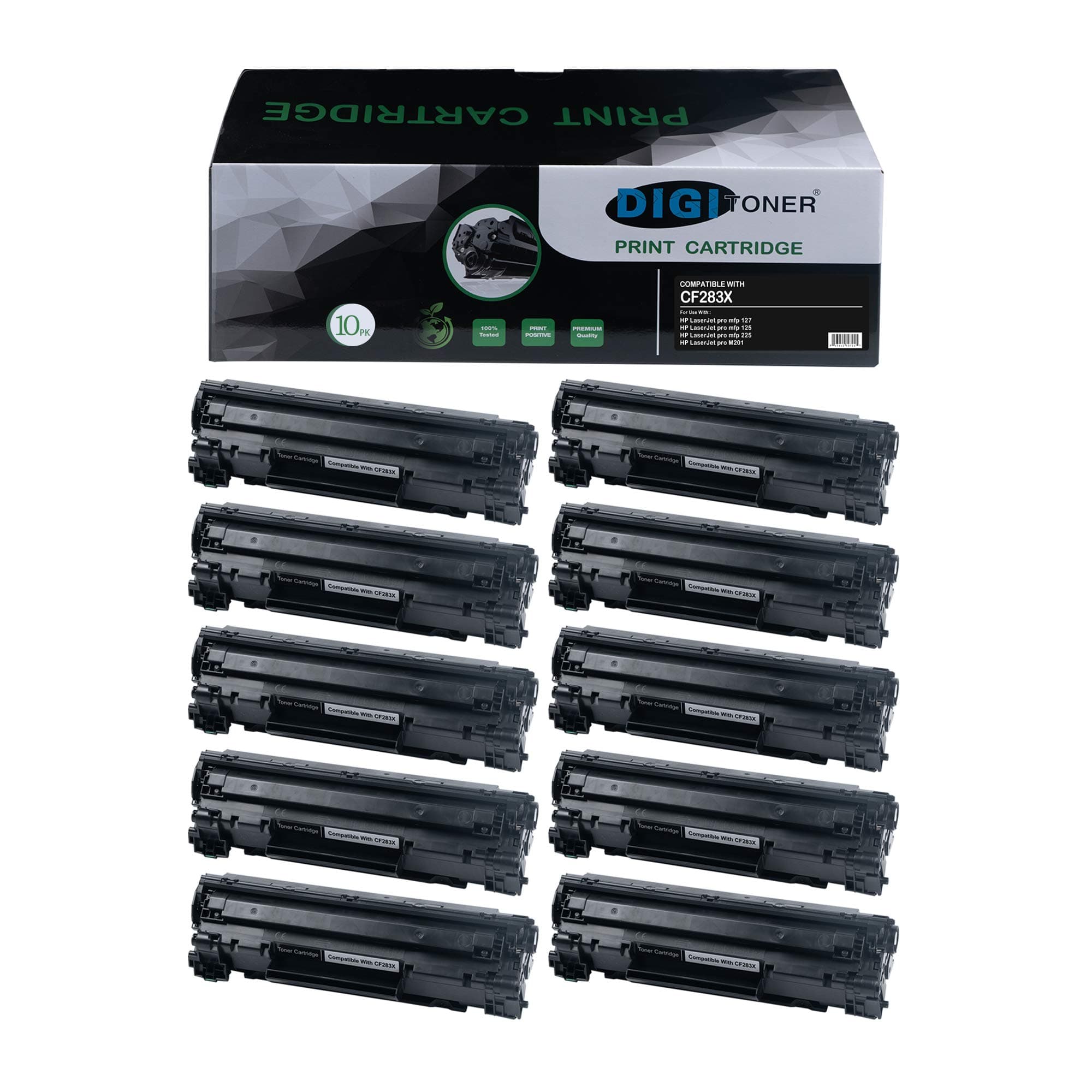 Compatible High Yield Toner Cartridge for HP CF283X Canon CRG137 - HP 283X Canon 137 High Yield Toner Cartridge Replacement for HP Laser Printer - Black [10 Pack]