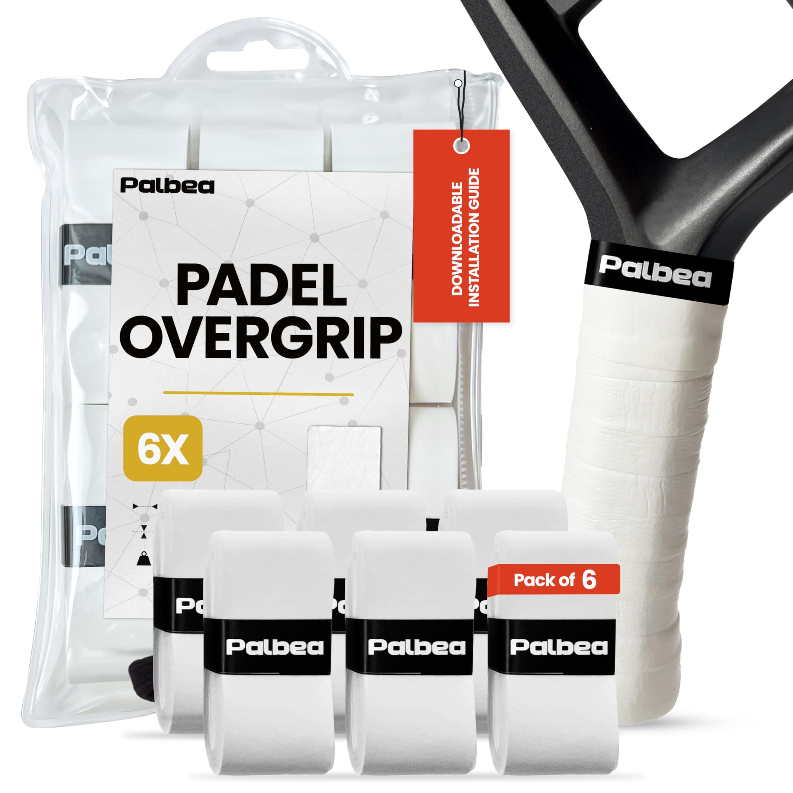 Palbea Extra Sticky Padel Grip – White Padel Overgrips. Pack of 3/6/12/22/60 – Overgrip Padel High Absorption of Sweat. Non-slip Grip Tape. Grip Soft Padel Paddle. Padel Accessories
