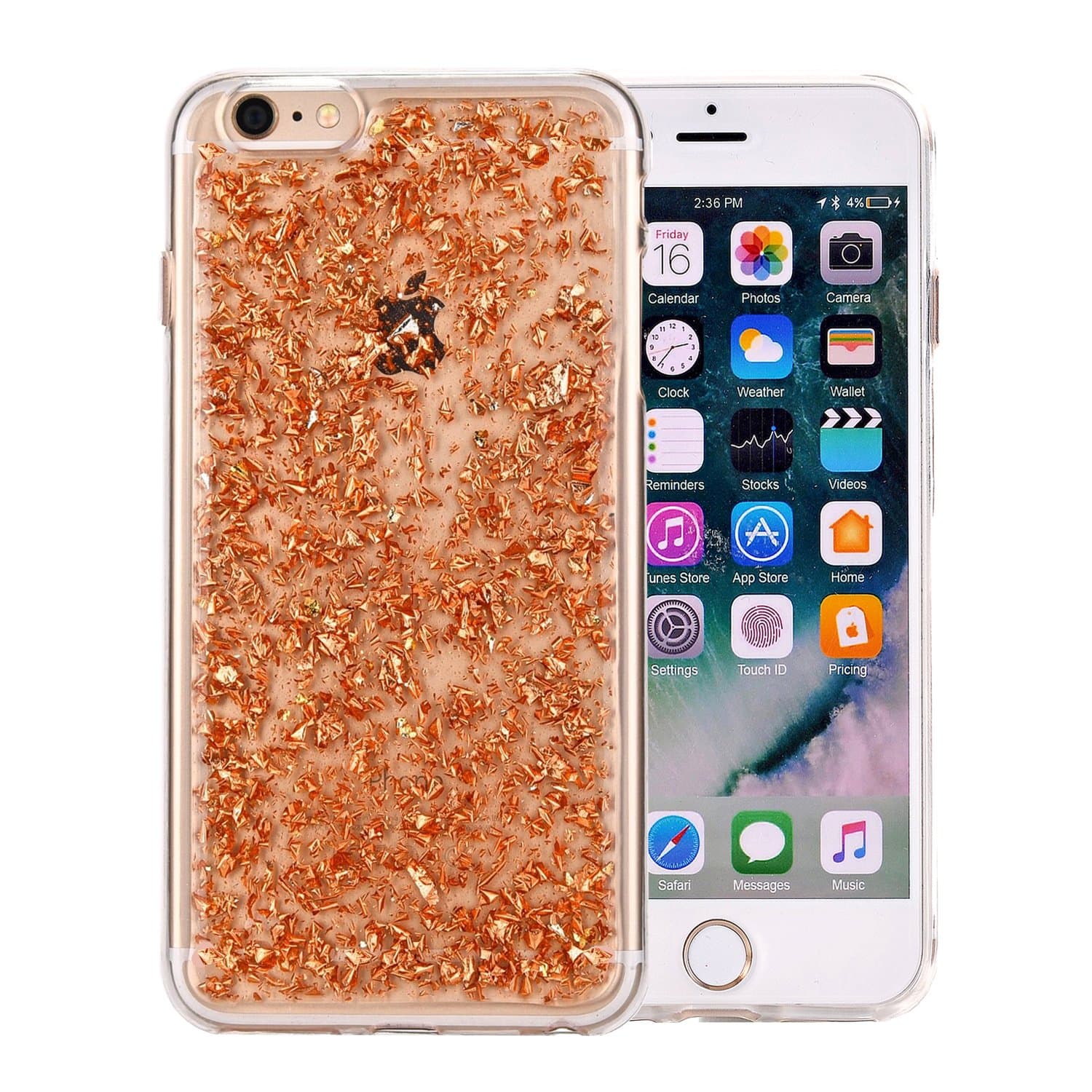 iPhone 6s Plus Case, iPhone 6s Plus Screen Protector, Cute Glitter Sparkly Cover with Foil Elements Slim Soft Flexible TPU Protective Design Thin fit for Apple iPhone 6s Plus 5.5 inch (Rose Gold)