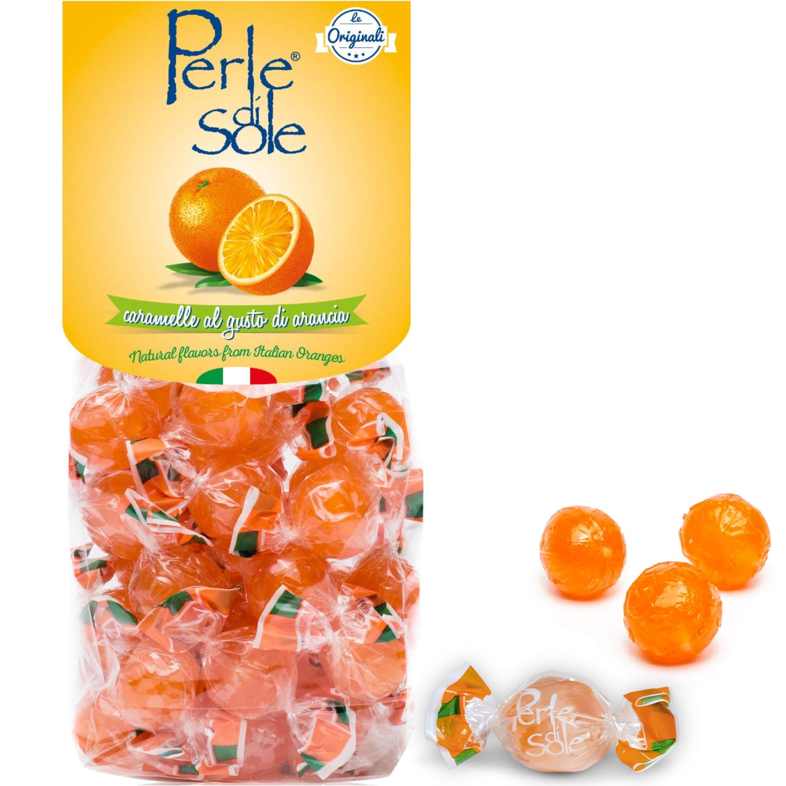 Italian Orange Hard Candy Made in Italy - Italian Hard Candy Individually Wrapped - Orange Candies - Citrus Drops (7.05 oz | 200 g) Italian Gifts From Italy