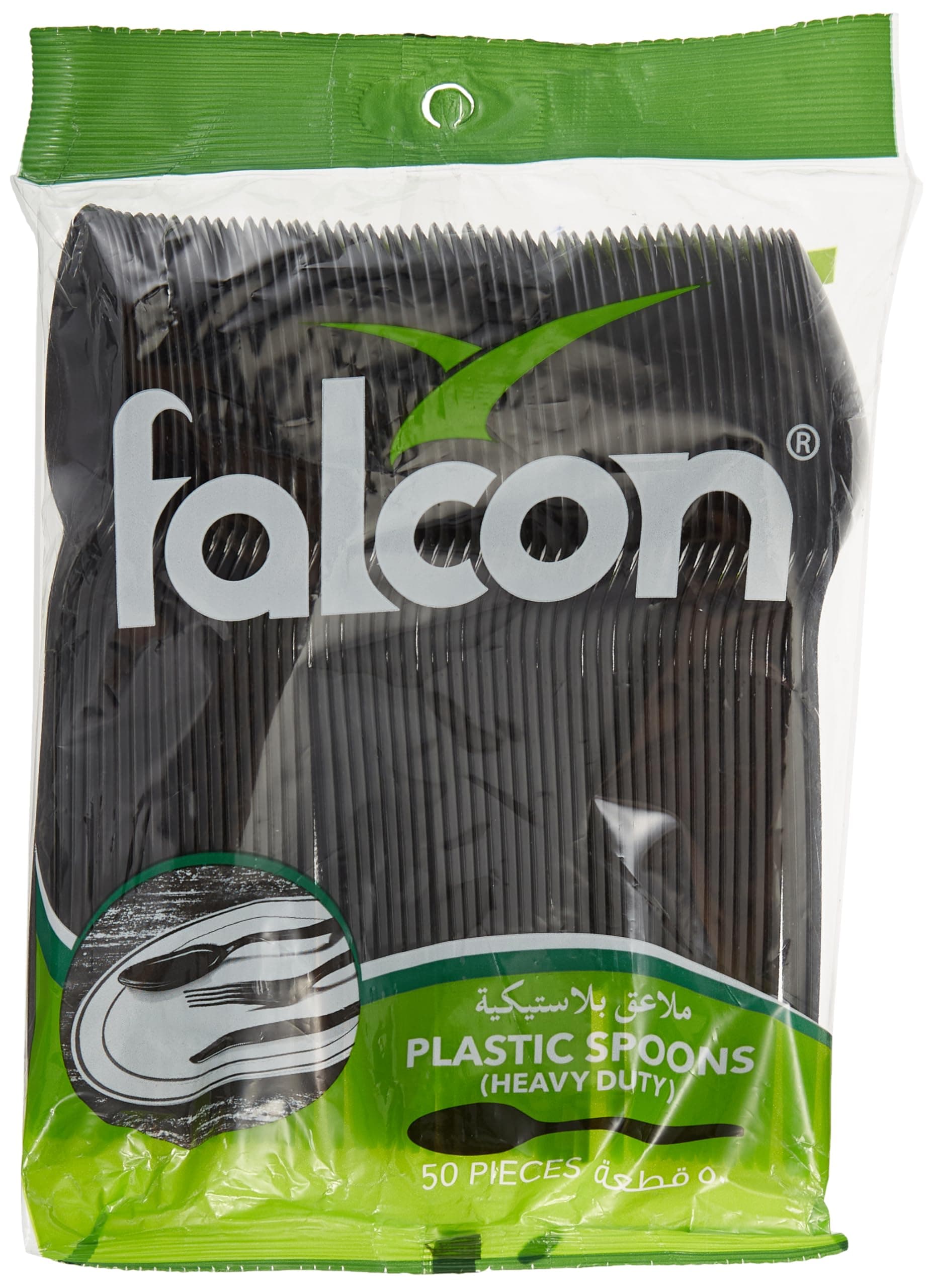 BLACK PLASTIC TABLE SPOON HEAVY DUTY