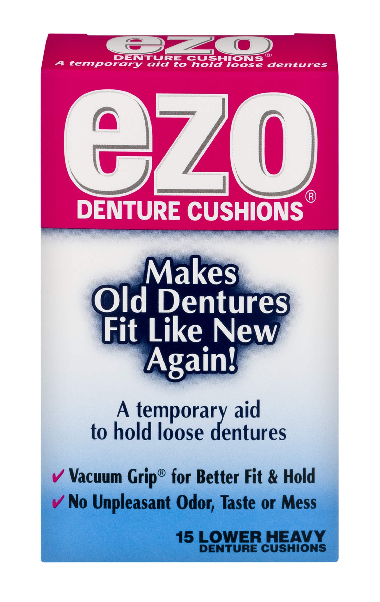 Ezo Denture Cushions, Lower Heavy, 15 Cushions (Pack of 6)