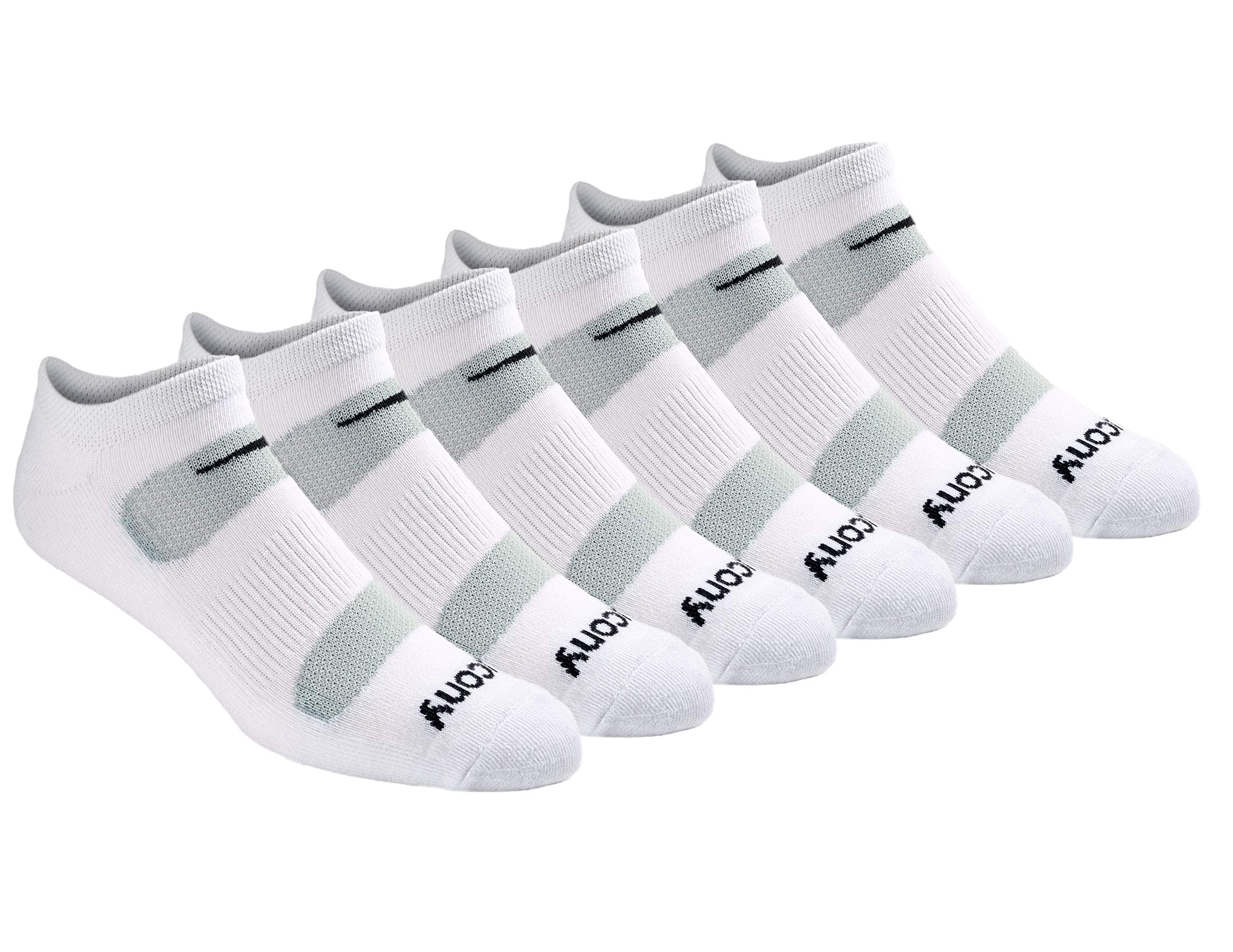 Saucony Mens Saucony Men's 6 Pair Performance Comfort Fit No-show Socks Running Socks (pack of 6)