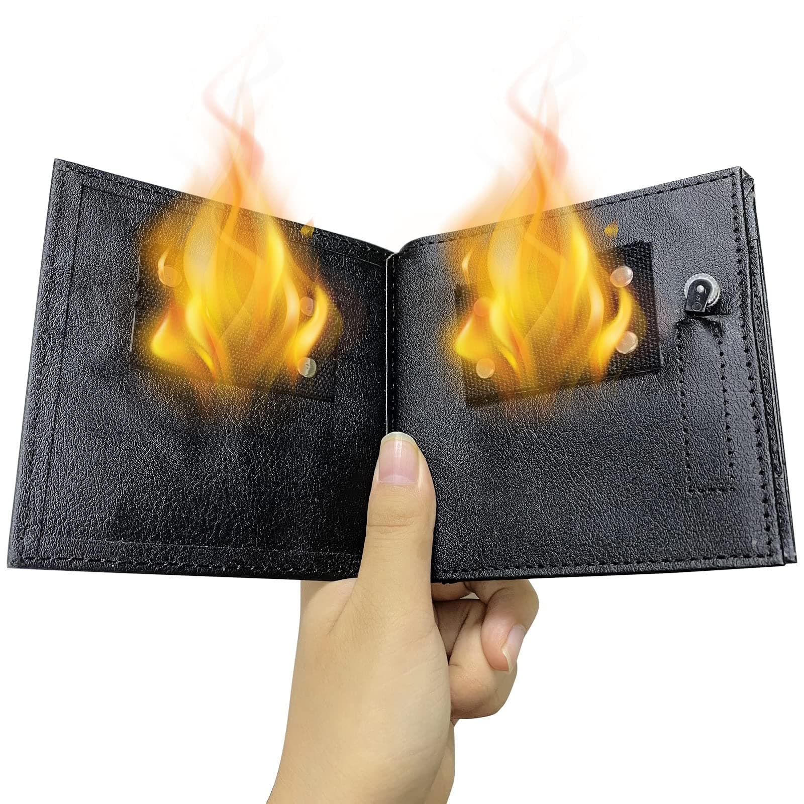 Premium Magic Fire Wallet - Inconceivable Stage Street Show Prop for Magicians (Style A), Black