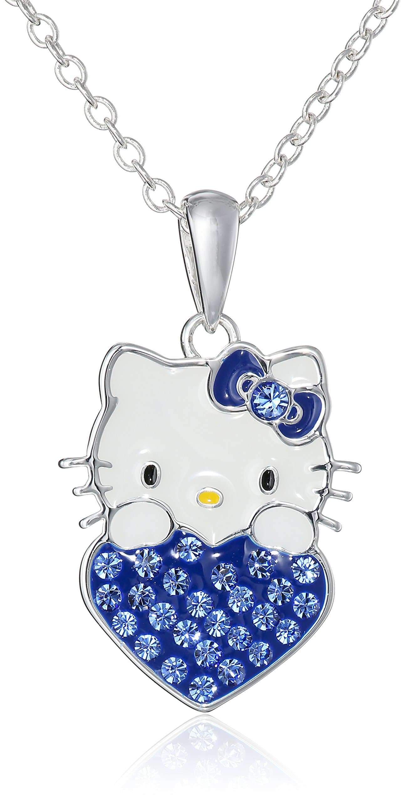 Hello Kitty Girls Crystal Birthstone Heart-Pendant Necklace, 18"