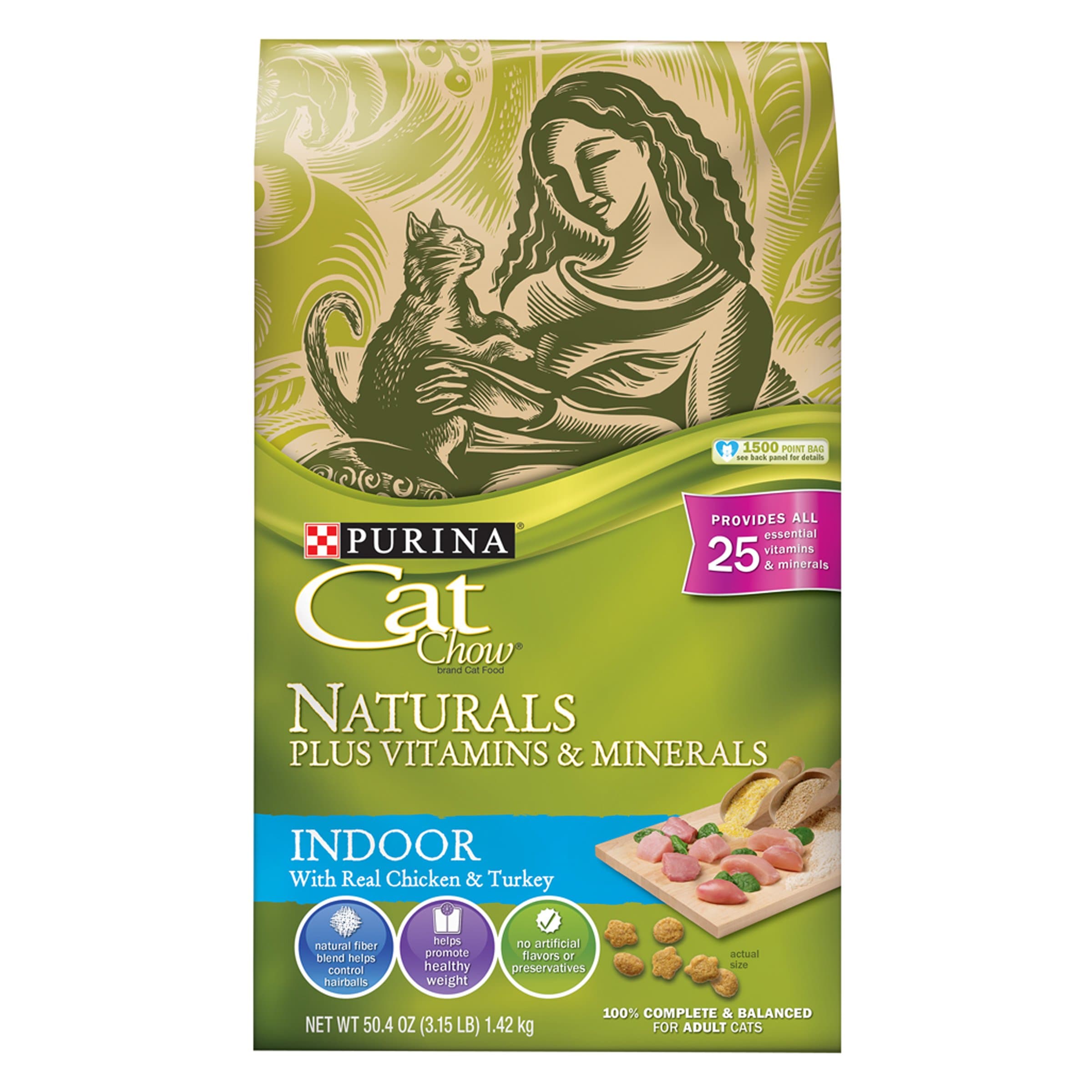 Purina Cat ChowHairball, Healthy Weight, Indoor, Natural Dry Cat Food, Naturals Indoor - (6) 3.15 lb. Bags