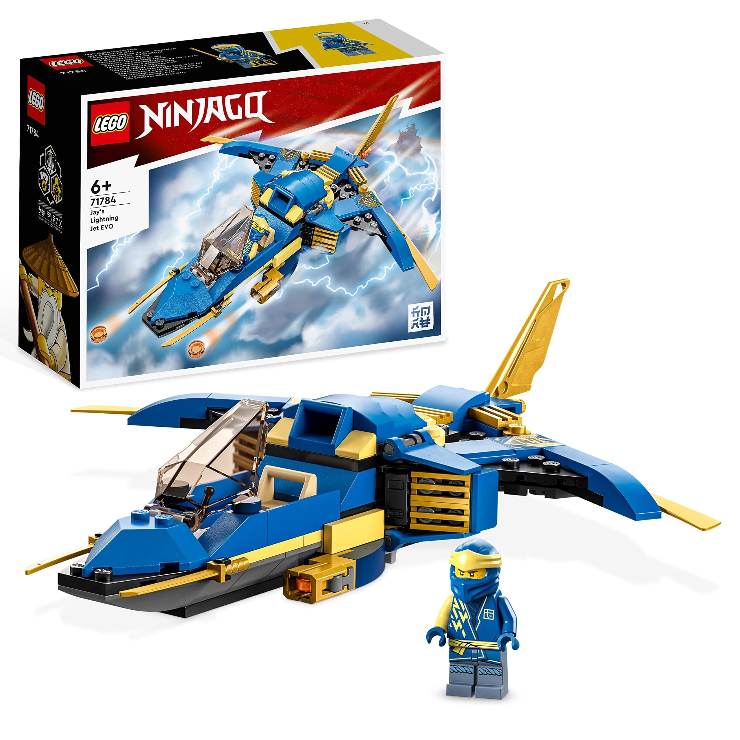 NINJAGO Jay’s Lightning Jet EVO, Upgradable Toy Plane, Ninja Airplane Building Set, Collectible Birthday Gift Idea for Kids, Boys and Girls Age 7 Plus 71784
