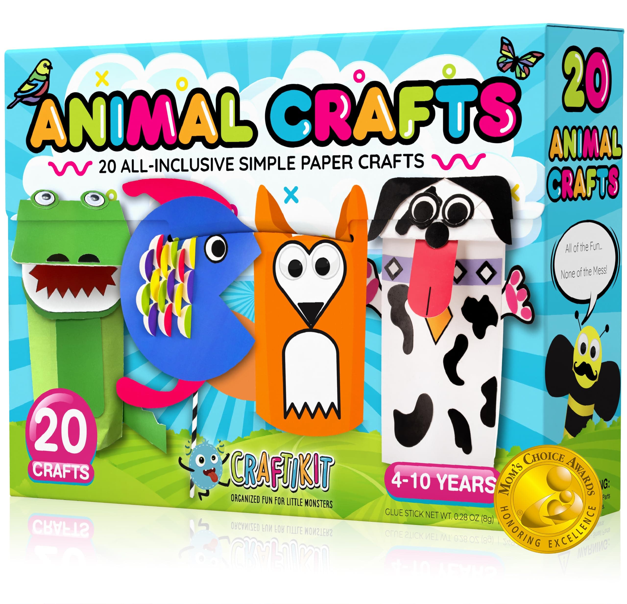 20 Award-Winning Animal Toddler Arts and Crafts for Kids Ages 3-10 Years, All-Inclusive Animal Craft Kits, Fun Toddler Craft Box for Girls, Boys in Preschool
