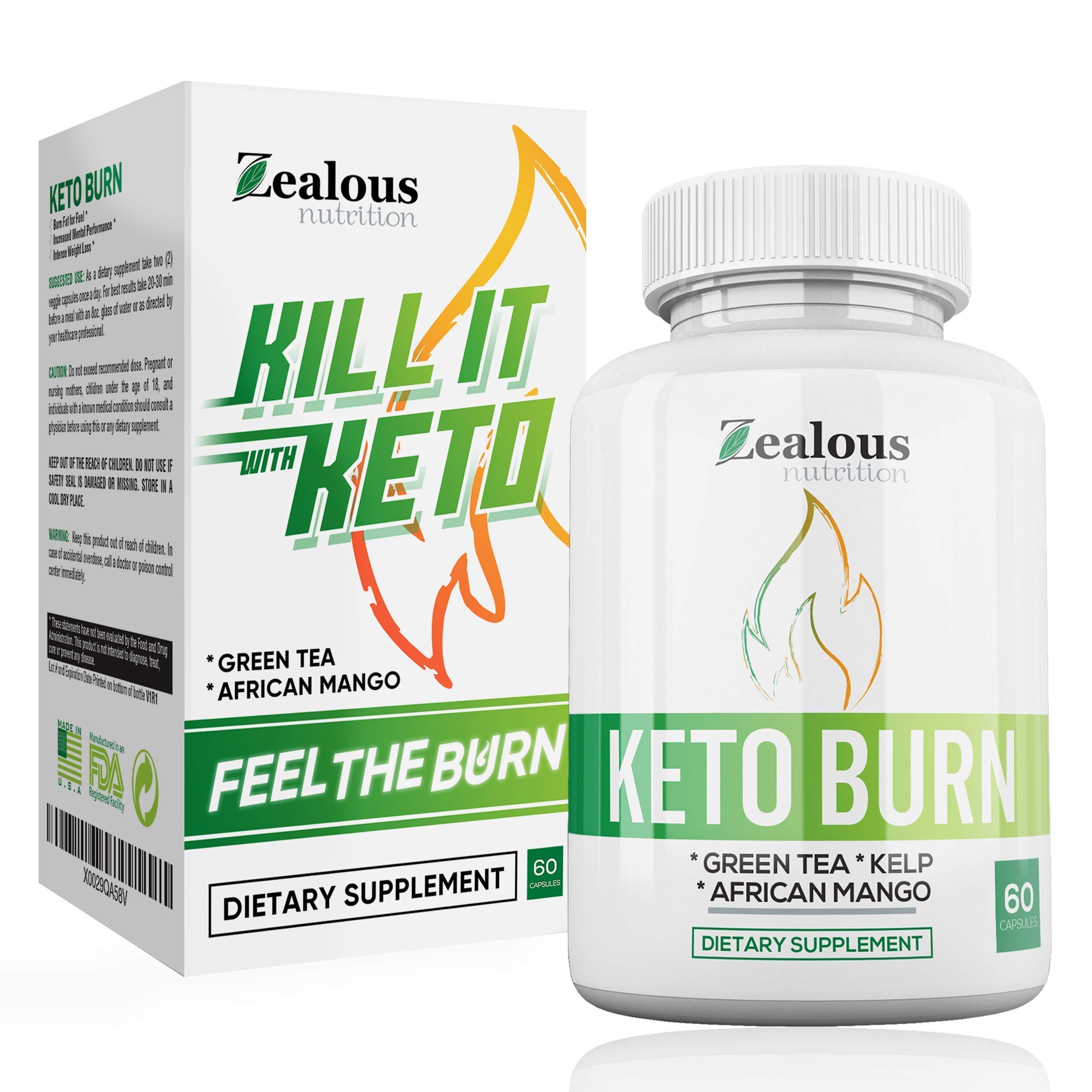 Keto Burn Diet Capsules + Apple Cider Vinegar - Max ACHV Advanced Energy Formula W/Green Tea, Ketones, Kelp - Blend to Support Metabolism, Boosts Ketosis and Enhances Focus, for Men and Women, 60 Cap