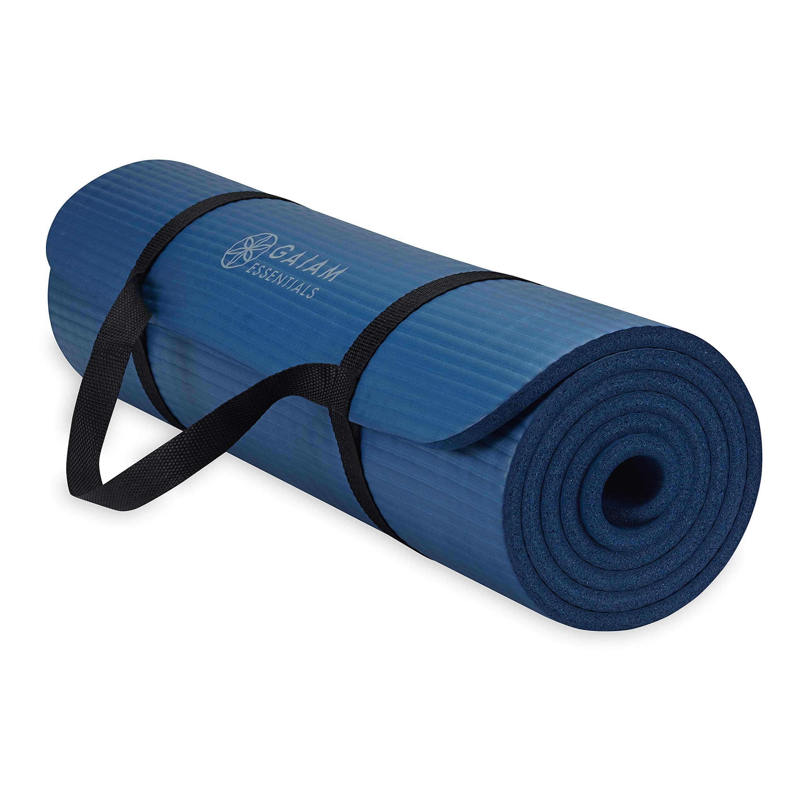 Gaiam Yoga Mat, Pilates & Exercise Mat, Thick 2/5" (10mm) Workout Mat with Easy-Cinch Carrying Strap for Home & Gym Workouts