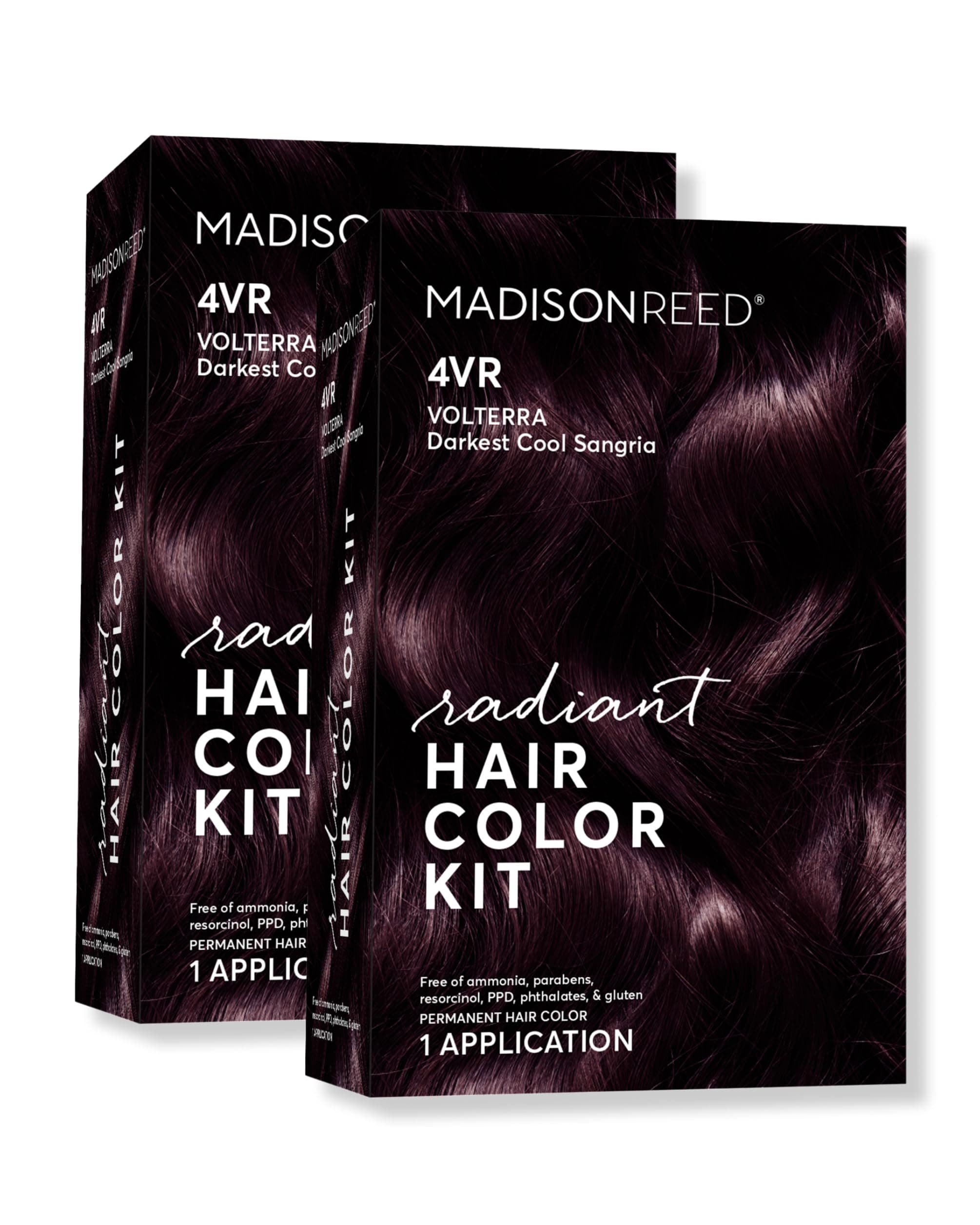 Madison Reed Radiant Hair Color Kit | 4VR Darkest Cool Sangria (Volterra Amethyst) for 100% Gray Hair Coverage | Salon Quality Permanent Hair Dye | PPD-Free & Ammonia-Free | (Packaging Varies) 2 Pack