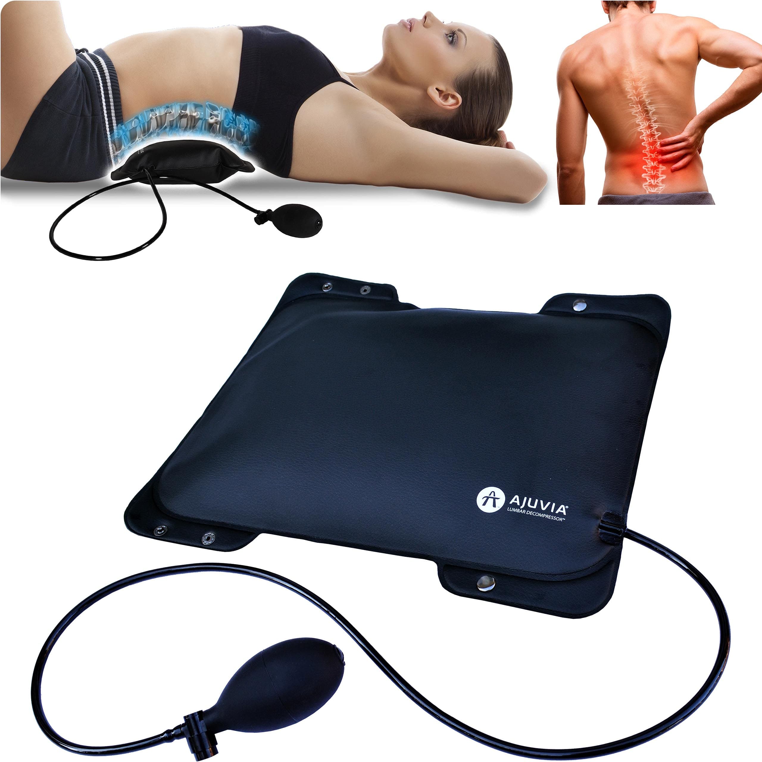 AJUVIA Lumbar Decompressor™ Portable Lumbar Traction Device - Back Pain Pillow for Sleeping - Fast Relief for Herniated Disc, Sciatica Pain, Scoliosis