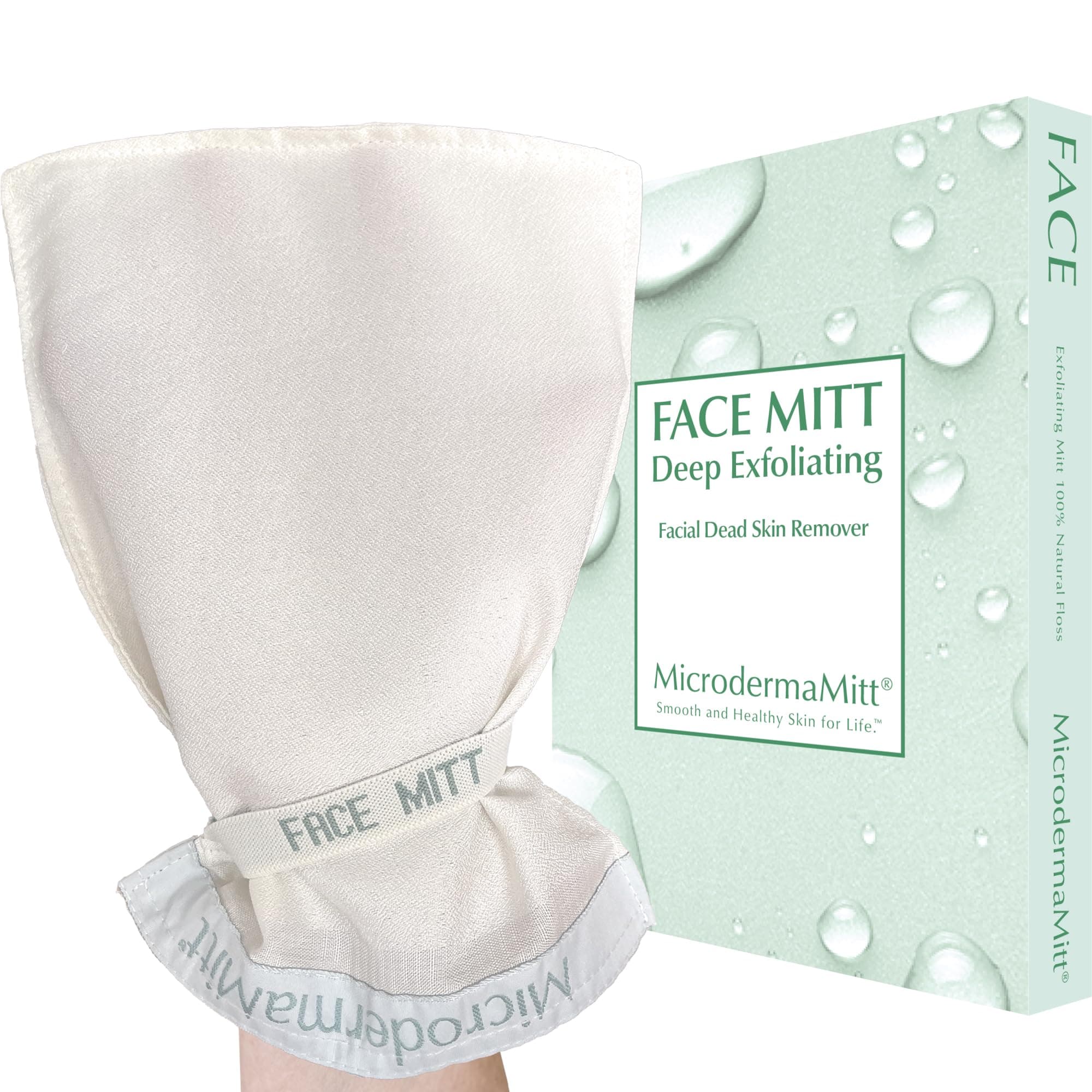 MicrodermaMitt Deep Exfoliating Mitt Scrub for Face, Lips & Neck - Dead Skin & Blackheads Remover - Gentle Facial Scrubber - Exfoliator Glove for Shower - Women Skin Care