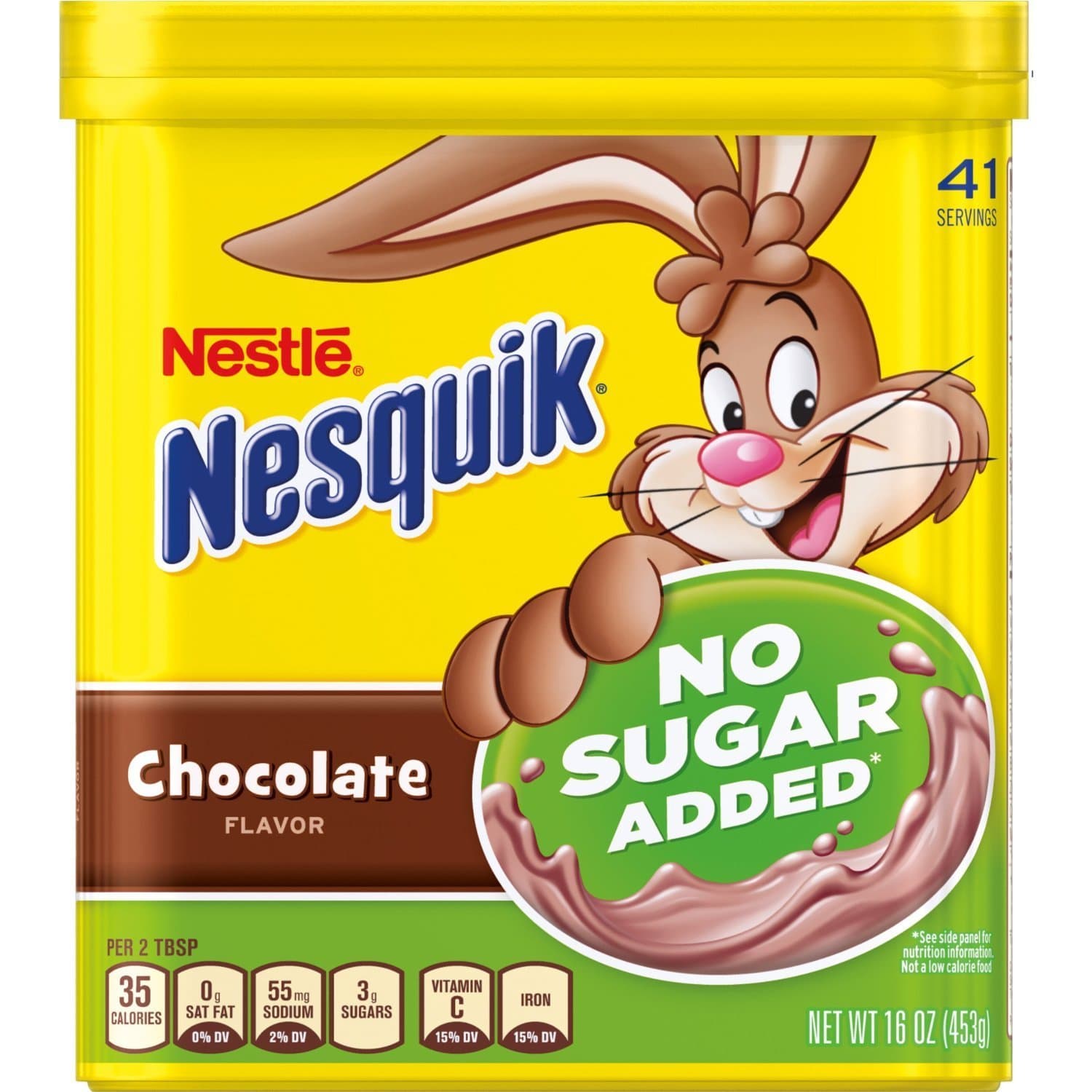 Nestle Nesquik No Sugar Added Chocolate Powder 16 Ounce (Pack of 2)
