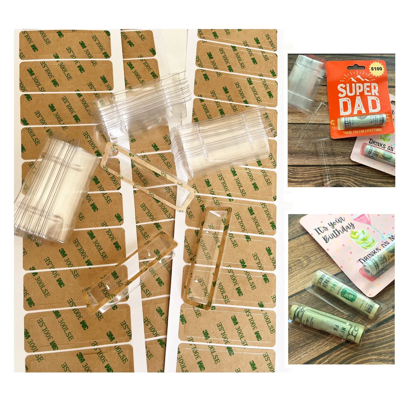 HHYOOSOO Money Card Holder Clear Plastic Dome Lip Balm Bags Adhesive,Lip Balm Pouch Money Holder Plastic Cover DIY Chapstick Holder Money Holder Valentines Gifts Custom Gift Card Holder (30PACK)