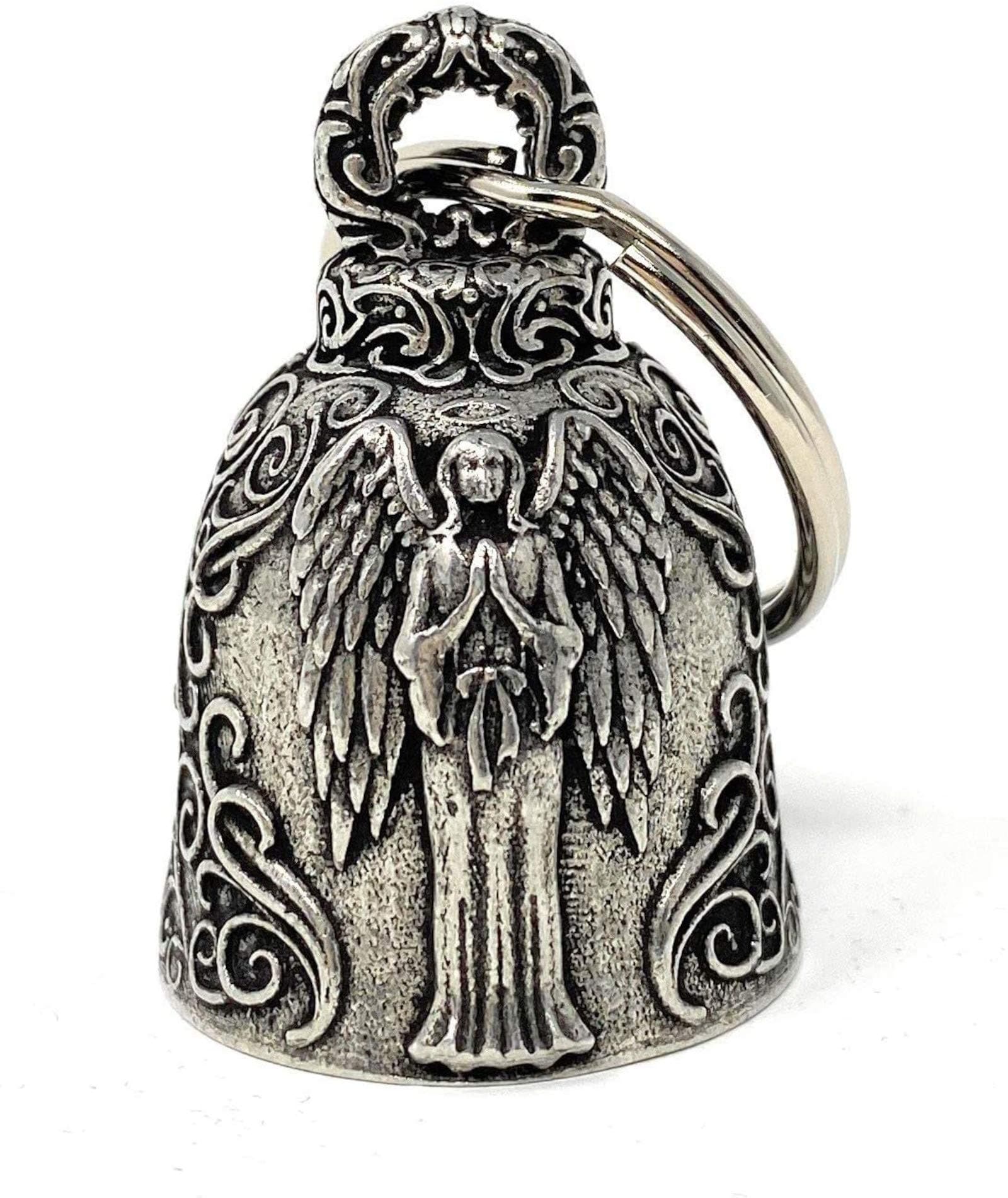 Bravo Bells Pewter Angel Motorcycle Biker Bell Accessory Or Key Chain For Luck, Silver