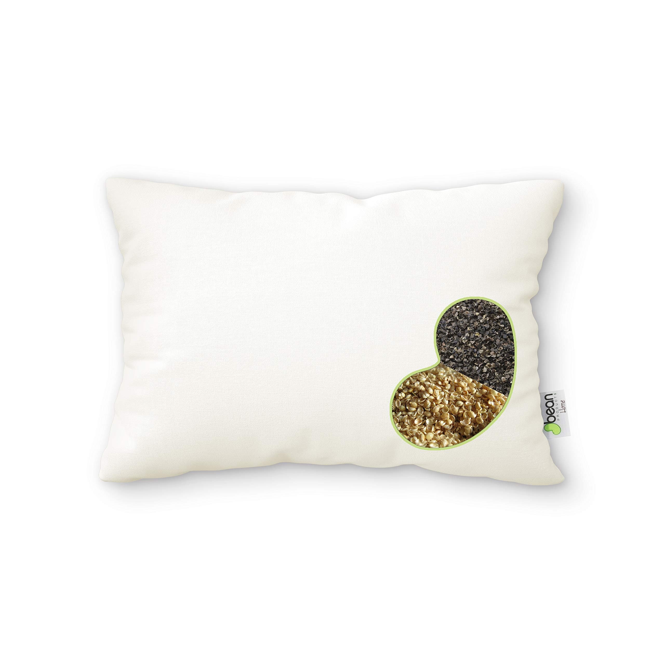 Bean Products Wheatdreamz Pillow Organic Cotton Zippered Shell With 1 Side Organic Millet And 1 Side Organic Buckwheat Fillings 14" x 20" JAPANESE Organic Cotton + Multi-Grain