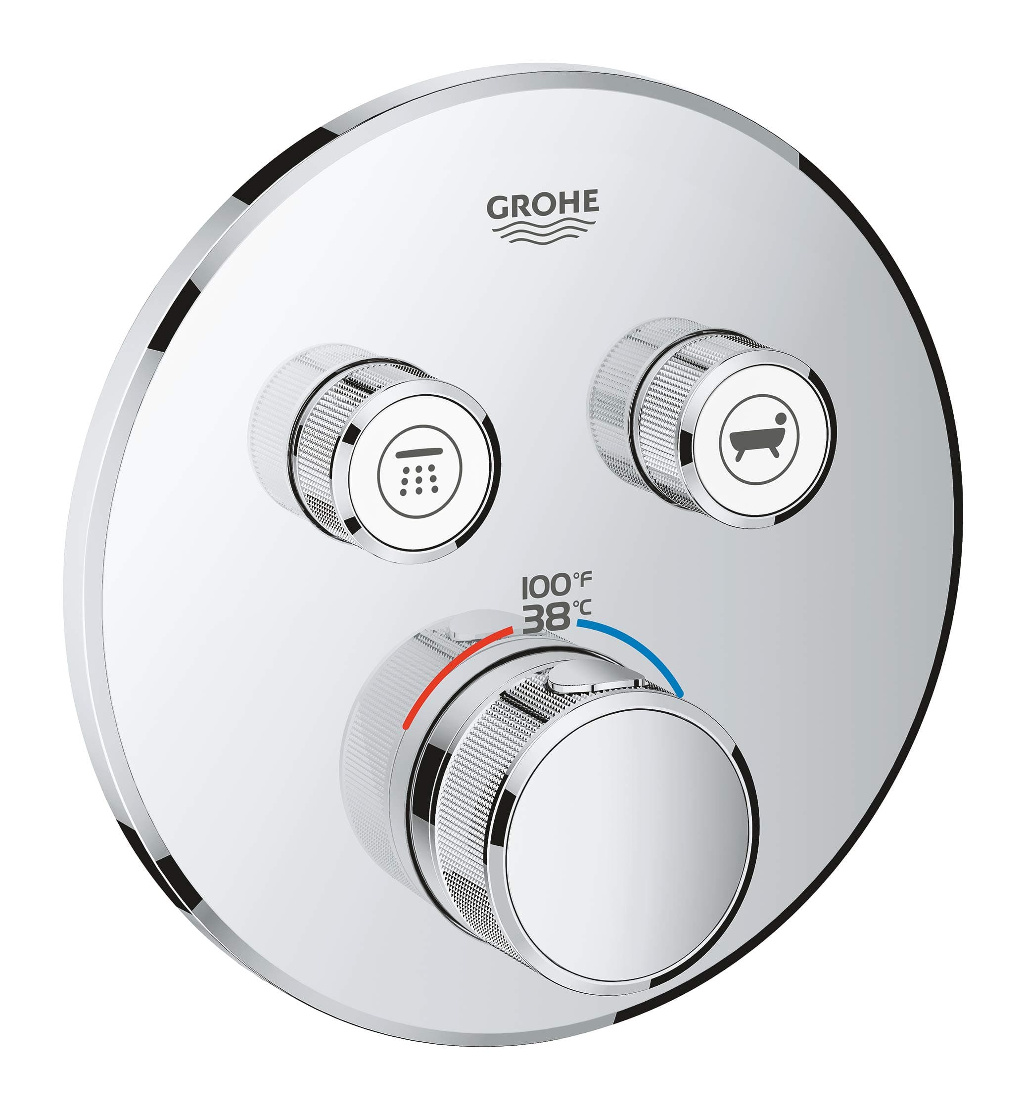 29137000 Grohtherm Dual Function Thermostatic Valve Trim, StarLight Chrome