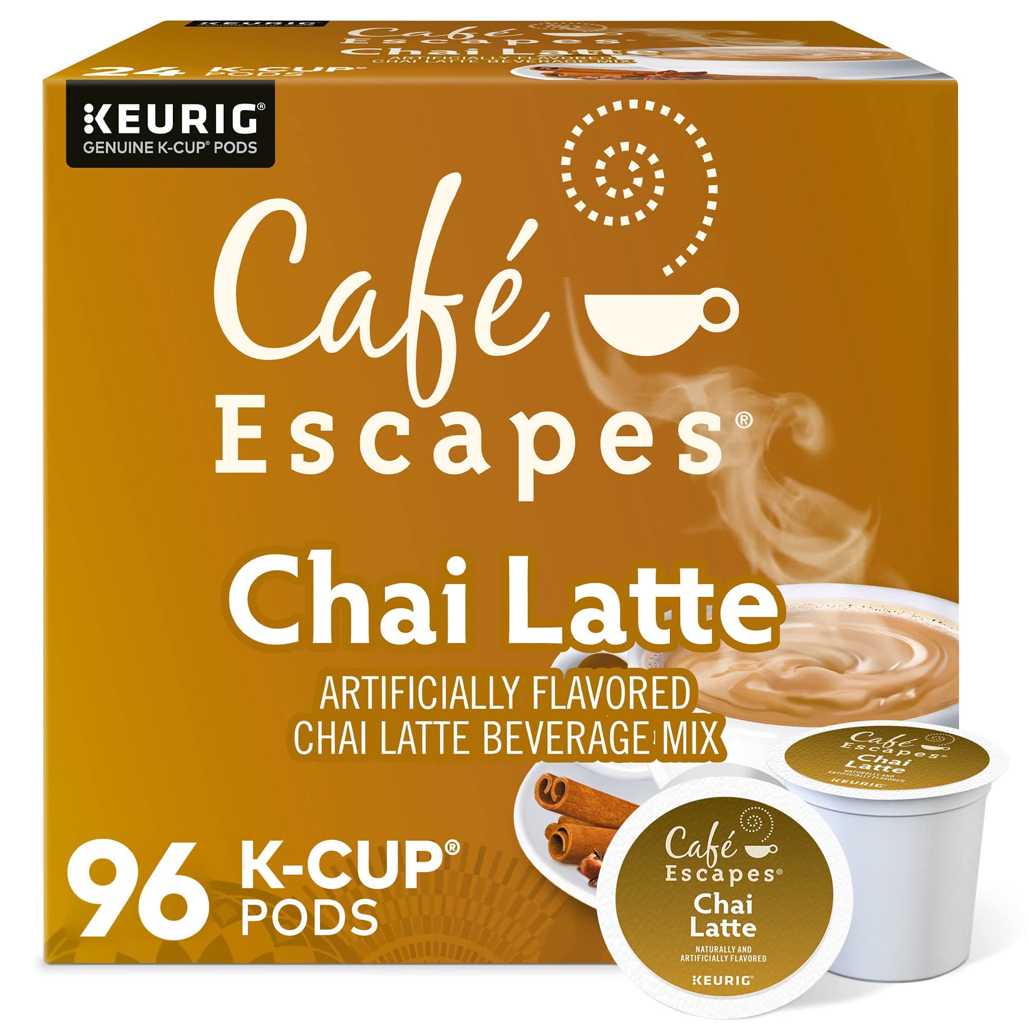 Cafe Escapes Chai Latte Keurig Single-Serve K-Cup Pods, 96 Count