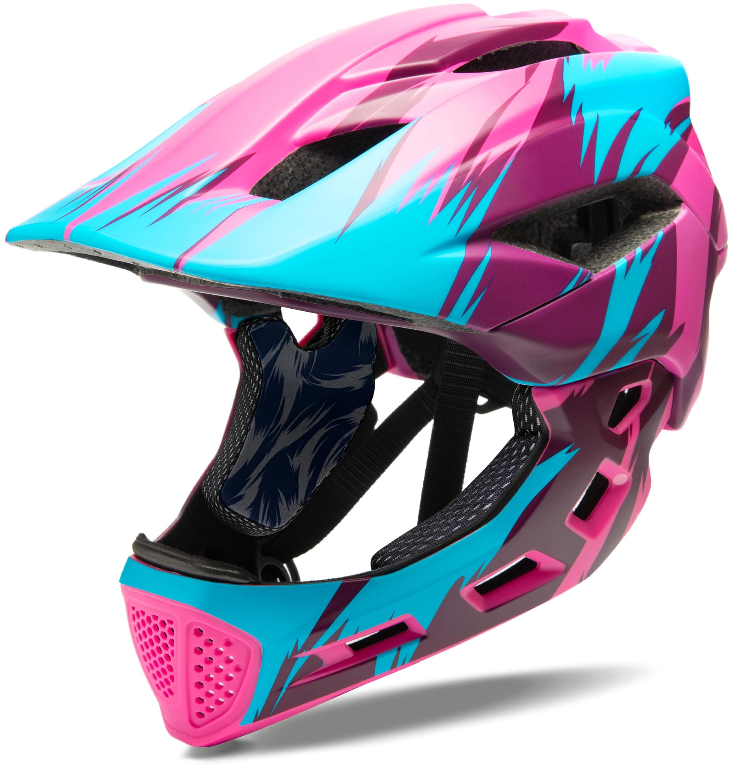 Toddler and Kids Full Face Helmet, Girl and Boy BMX Multi-Sport Detachable Mountain Dirty Bike Helmet Around 3-12 Years Head Circumference.