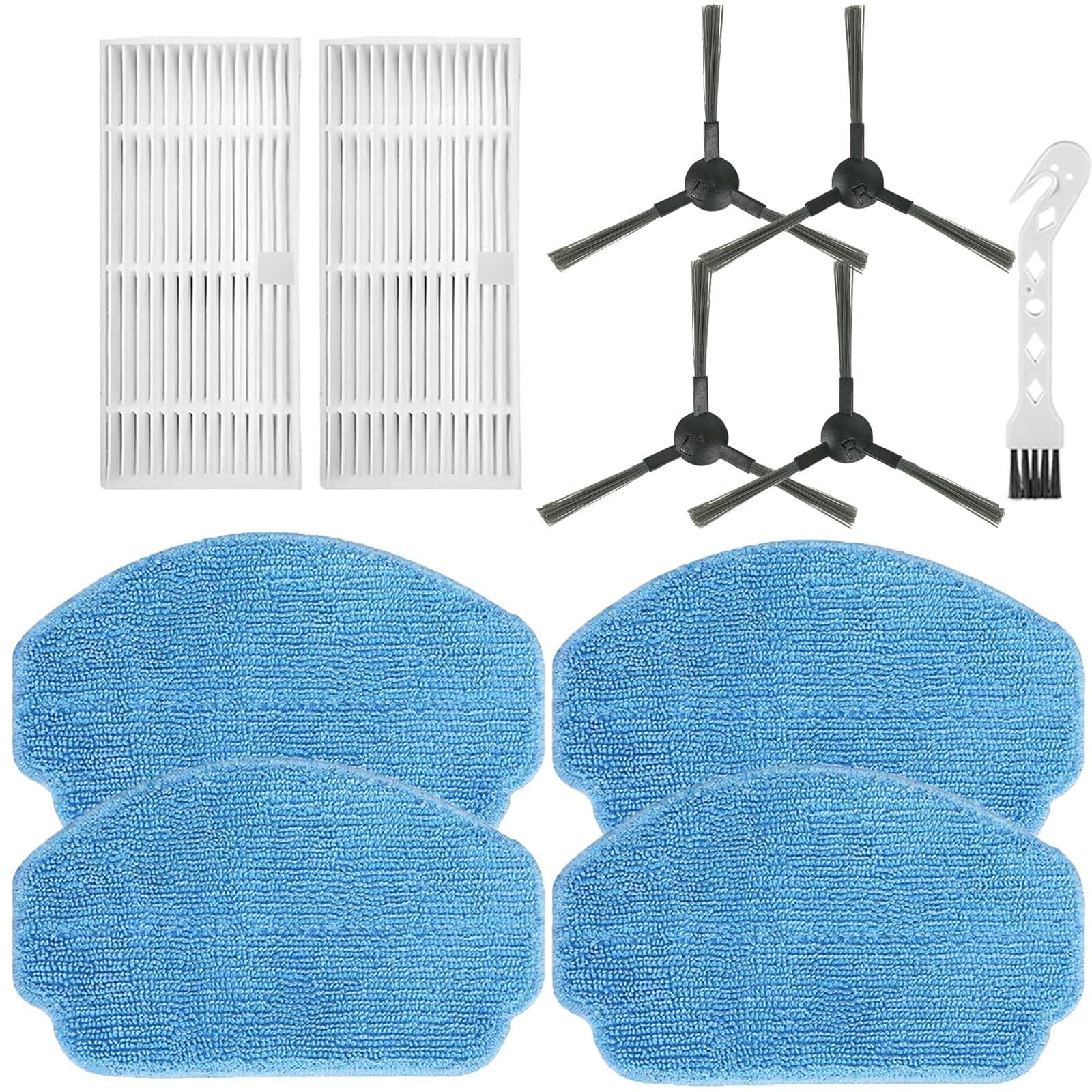 Replacement Parts for MAMNV BR150 BR151, for MANVINS G20, for ZCWA BR150/BR151, for GTTVO BR150/BR151, for ONSON BR150/BR151 Robot Vacuum Accessories, 4 Mop Pads, 4 Side Brush, 2 HEPA Filters