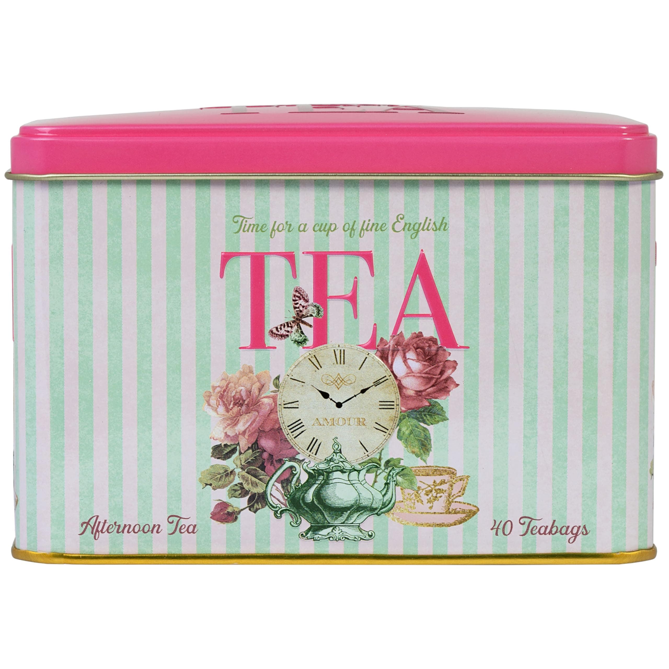 Retro Time for Tea Vintage Tin with 40 English Afternoon Teabags