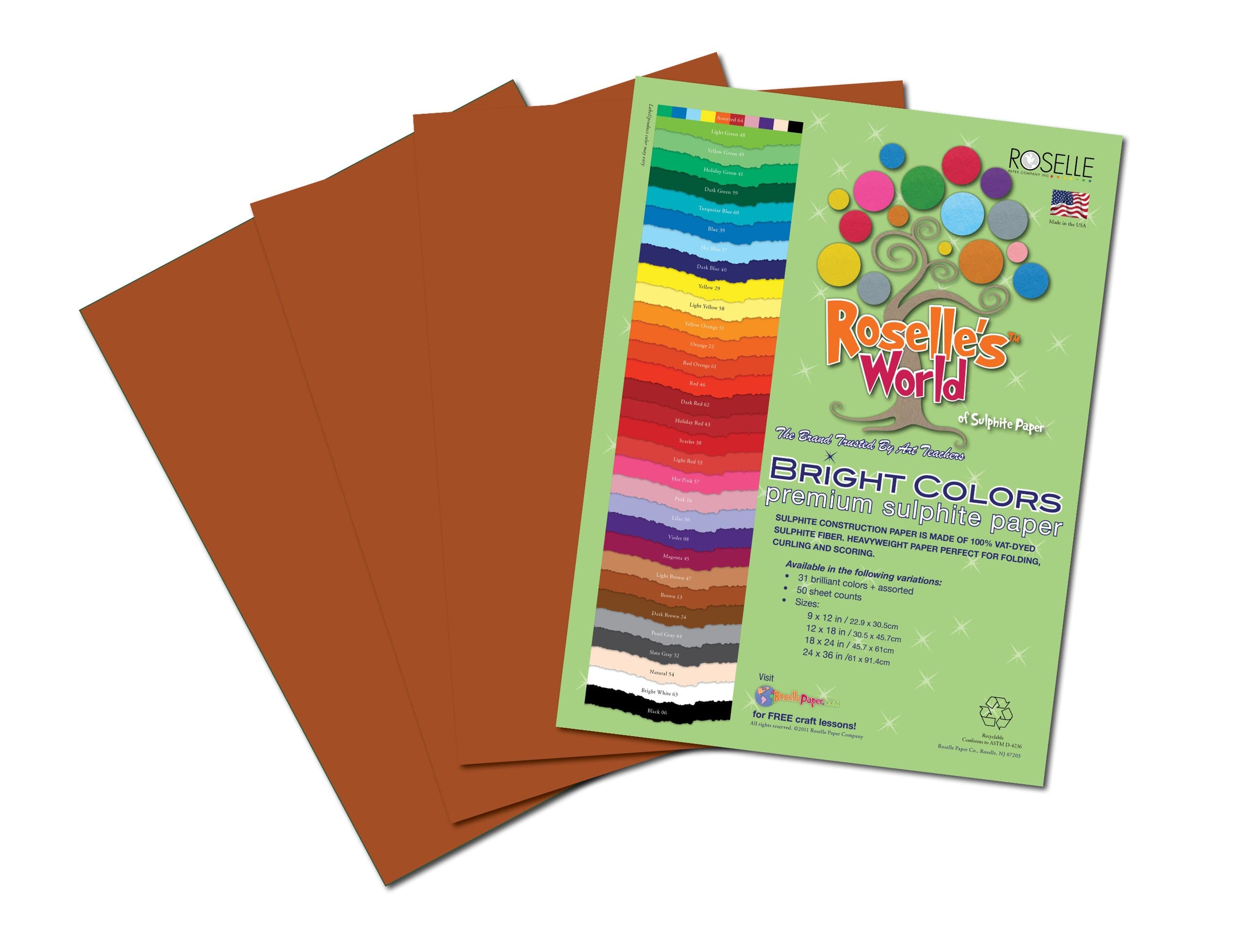 Suphite Construction Paper, 9 x 12 Inches, Brown, 50 Sheets Per Package (71301)