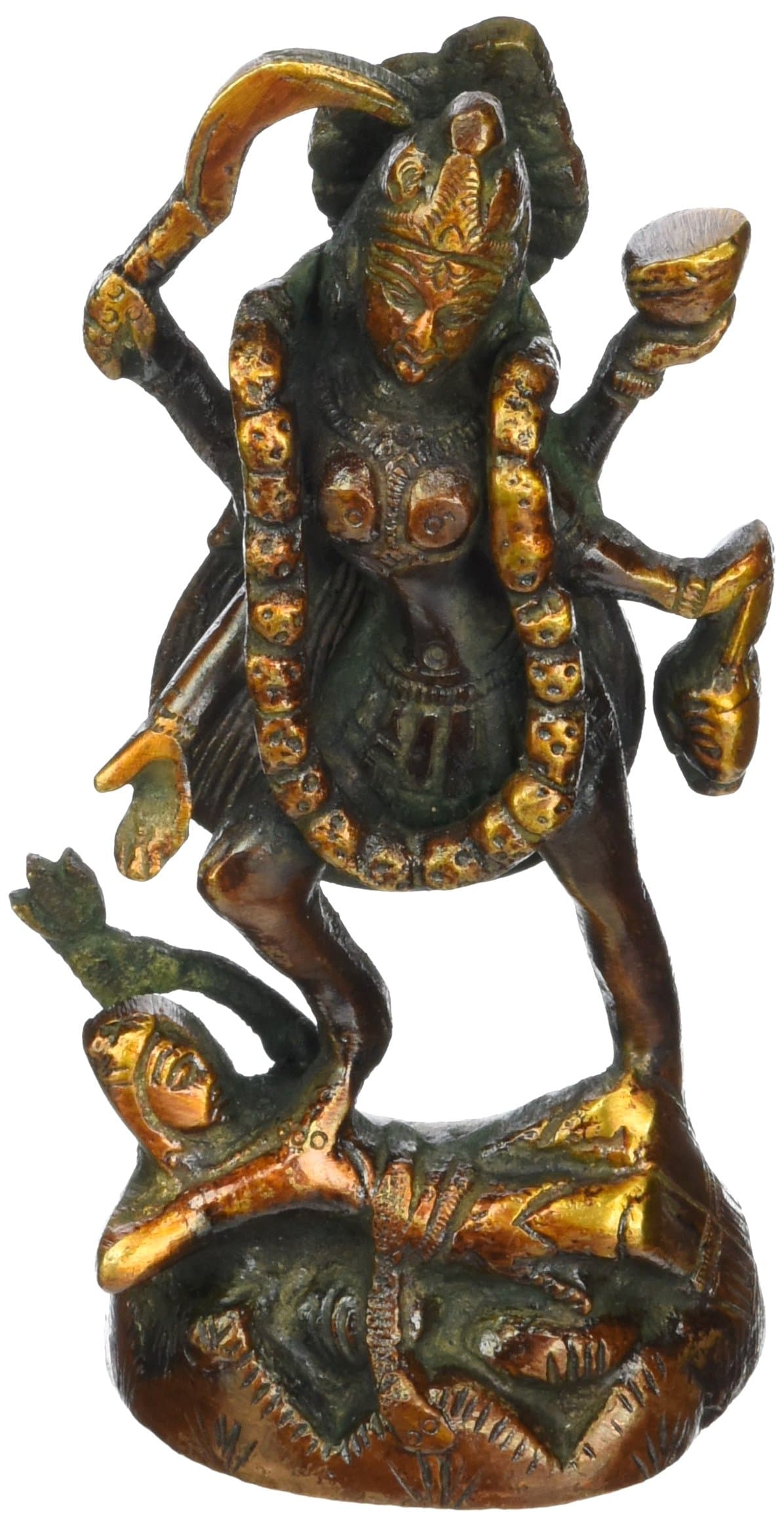Brass Statue Kali Ma Goddess for Hindu Temple 4.5 Inch (Indian Handicraft)