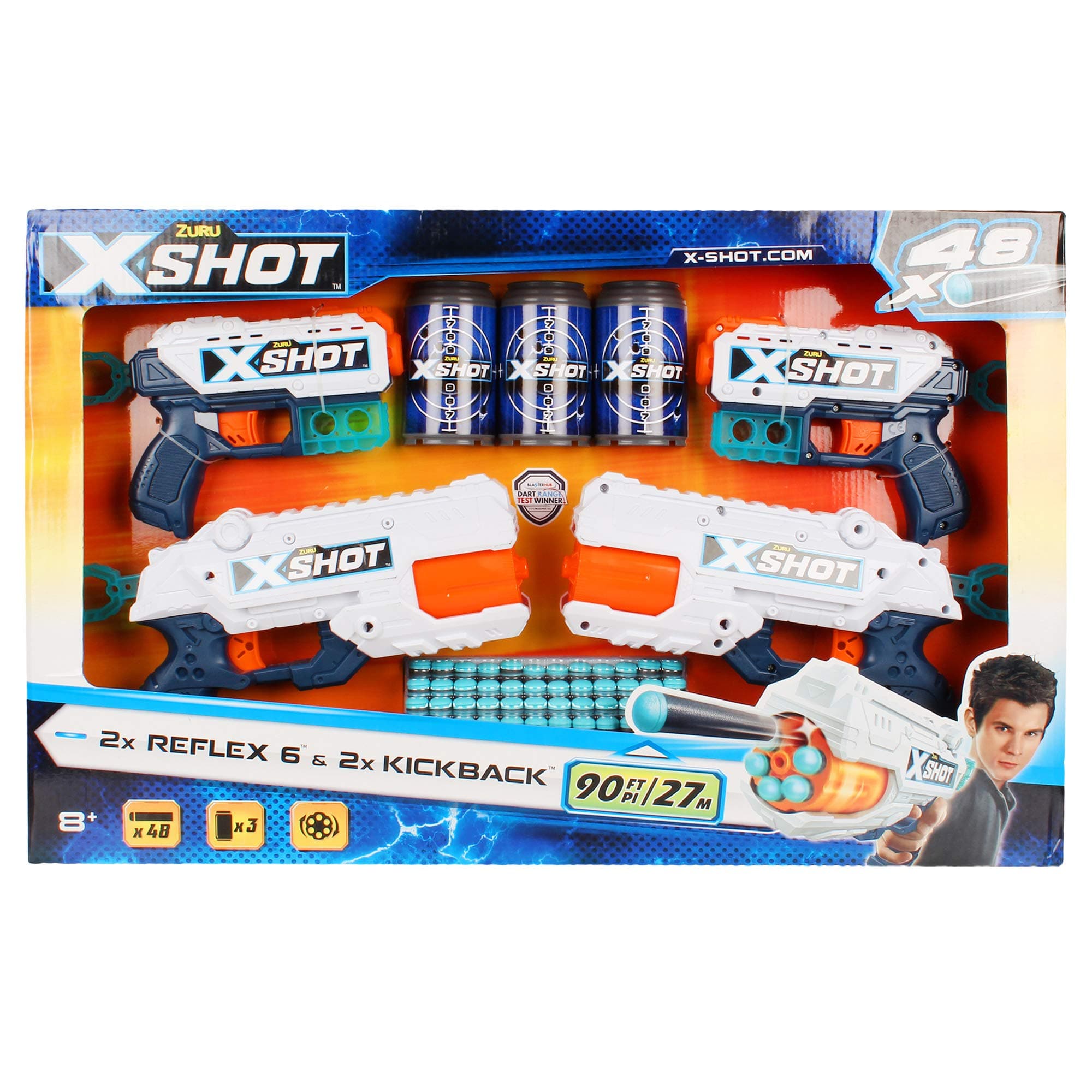 XSHOT Excel - Combo Pack (2 Kickback,2 REFLEX 6, 3Cans,48Darts)
