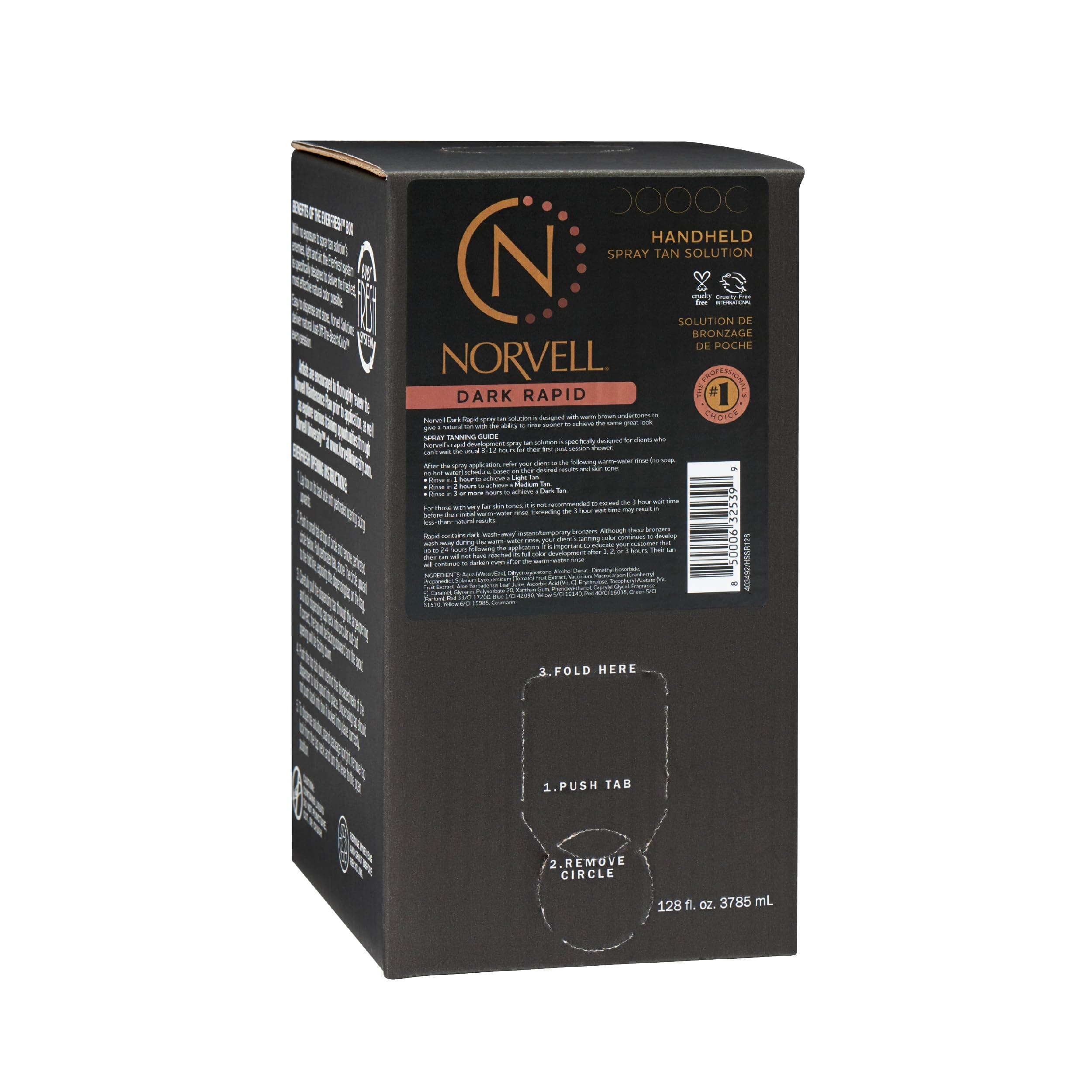 Premium Spray Tan Solution Dark Rapid 128 fl oz – Professional Sunless Tanning Formula for Fast Natural Bronze Glow, Streak Free, Long Lasting Color