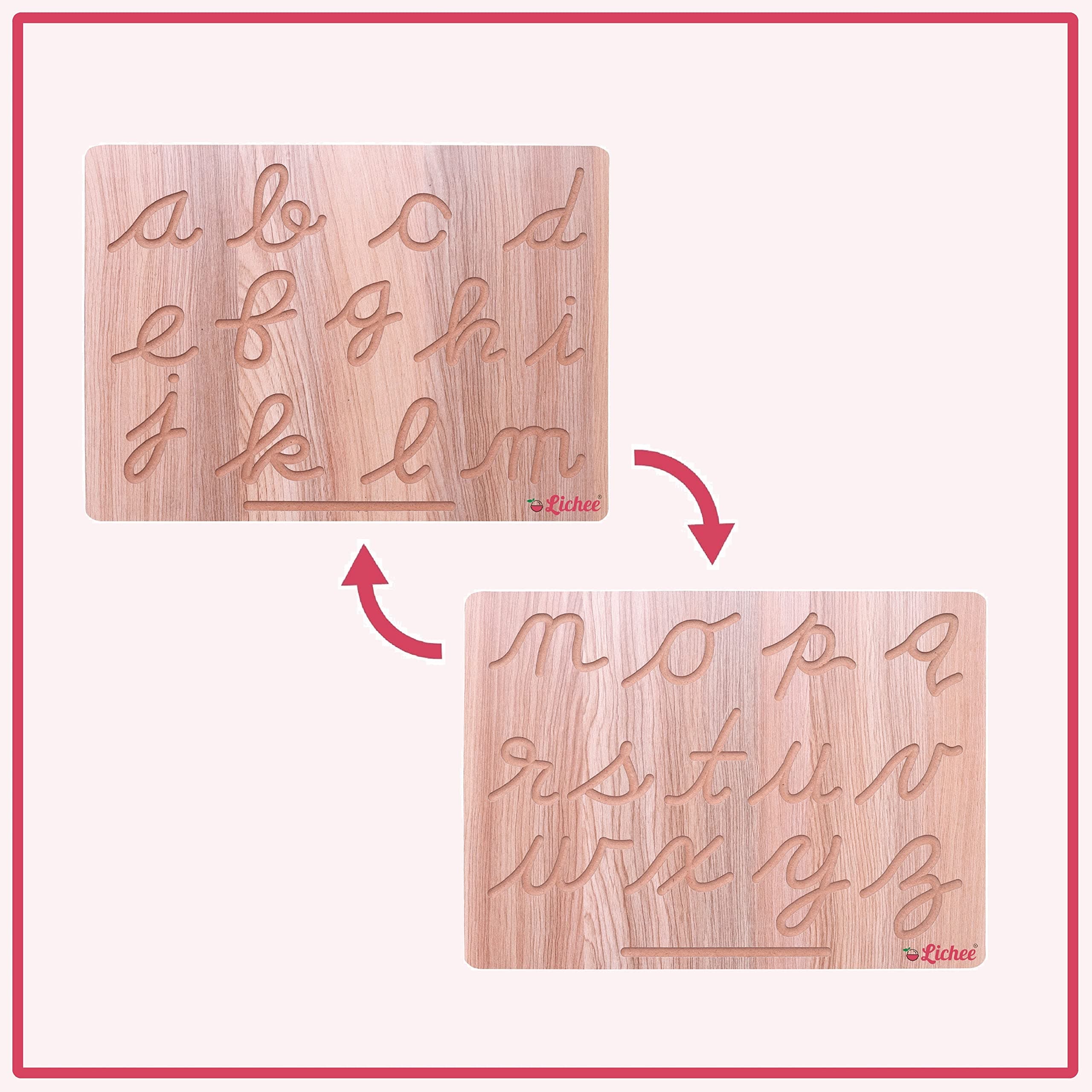 Lichee® English Cursive Alphabet Tracing Board with Dummy Pencil to Write | Teach Your Child About Cursive Alphabet | Reading & Writing Board Toys for 2 to 6 Years Old Kids (Cursive Alphabet Board)
