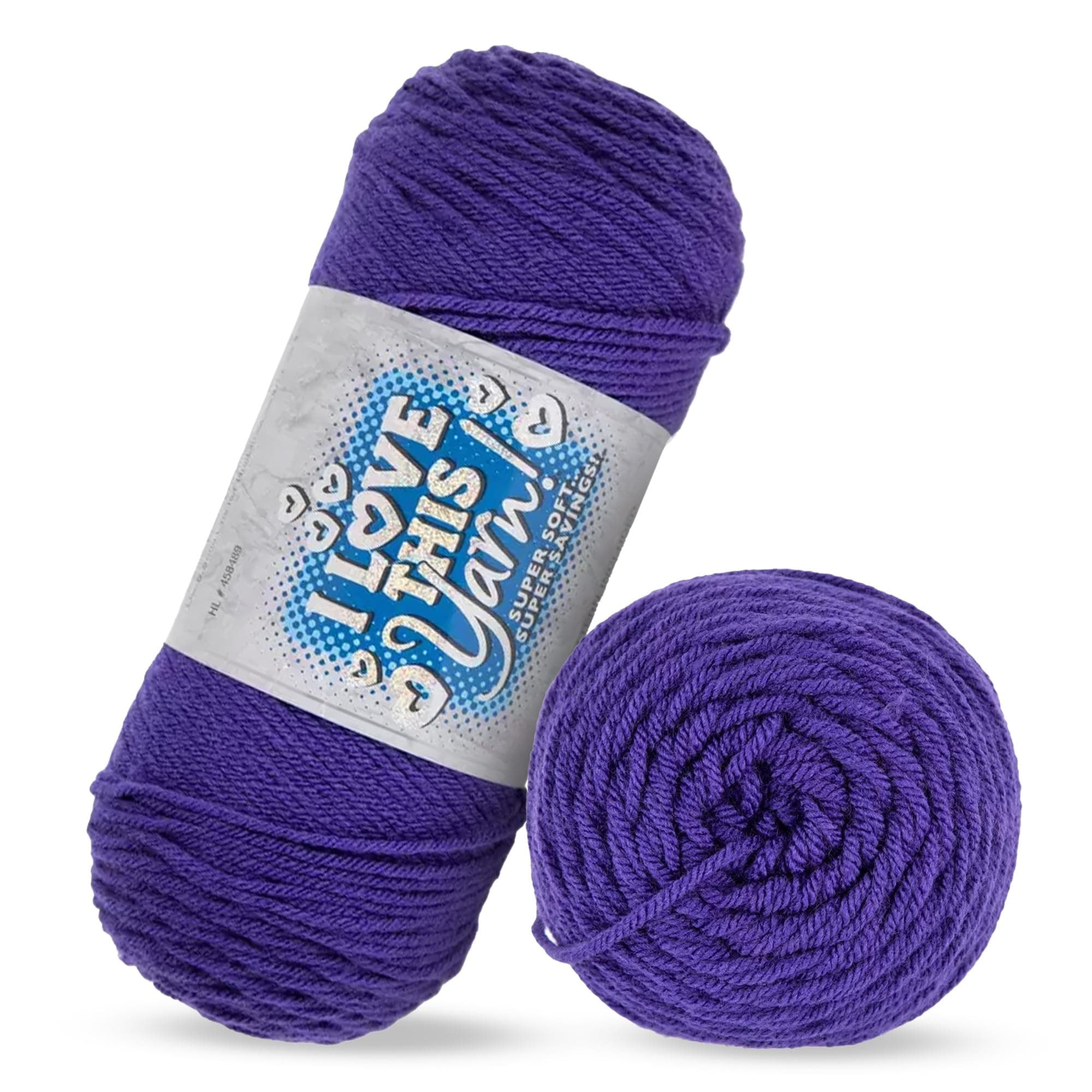 I Love This Yarn 4 - Medium Yarn for Crocheting & Knitting – Soft Yarn Skein – 355 Yards of Acrylic Yarn for Crocheting Blankets, Hats, & More – Craft Supplies for Handcrafting Accessories, Grape