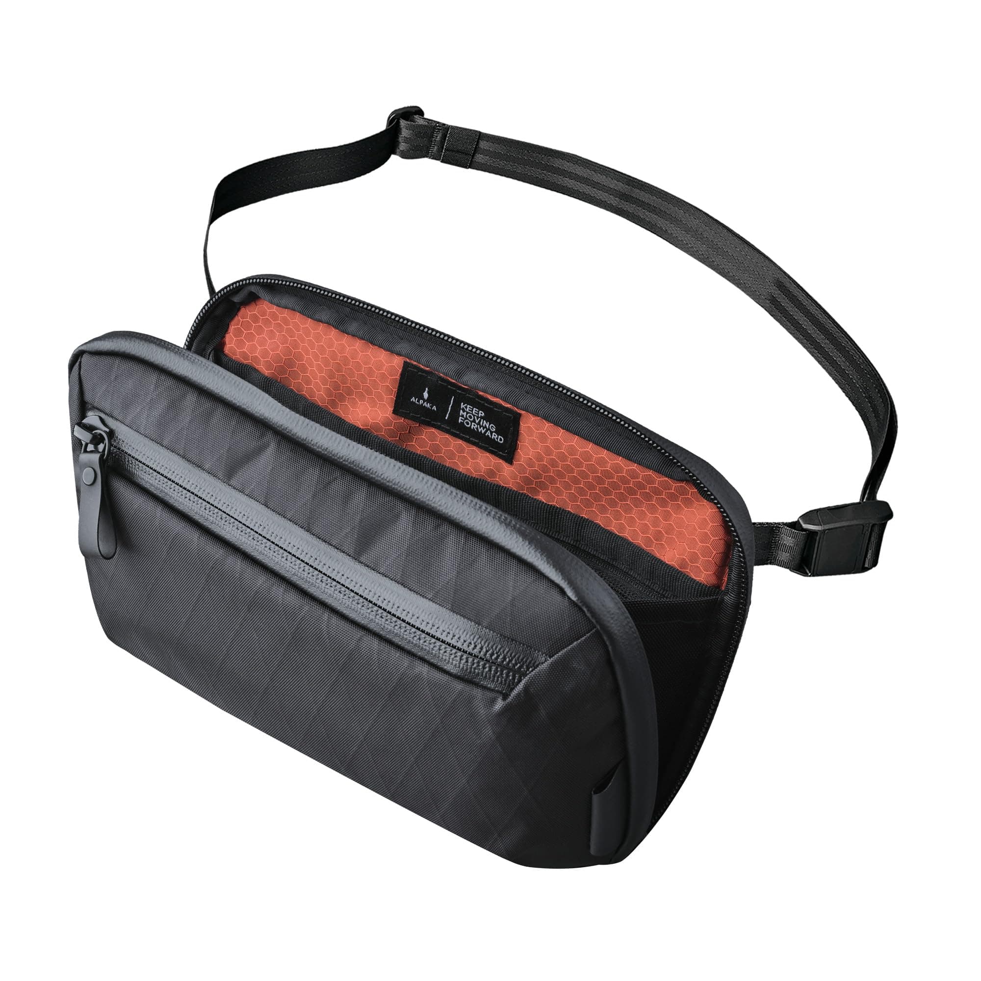 ALPAKA Elements Tech Case Mini: Compact Electronics Organizer, Small Cable Case for Chargers and Earbuds, Phone Pouch, Travel Accessory Bag, Crossbody Sling, Black X-Pac VX42