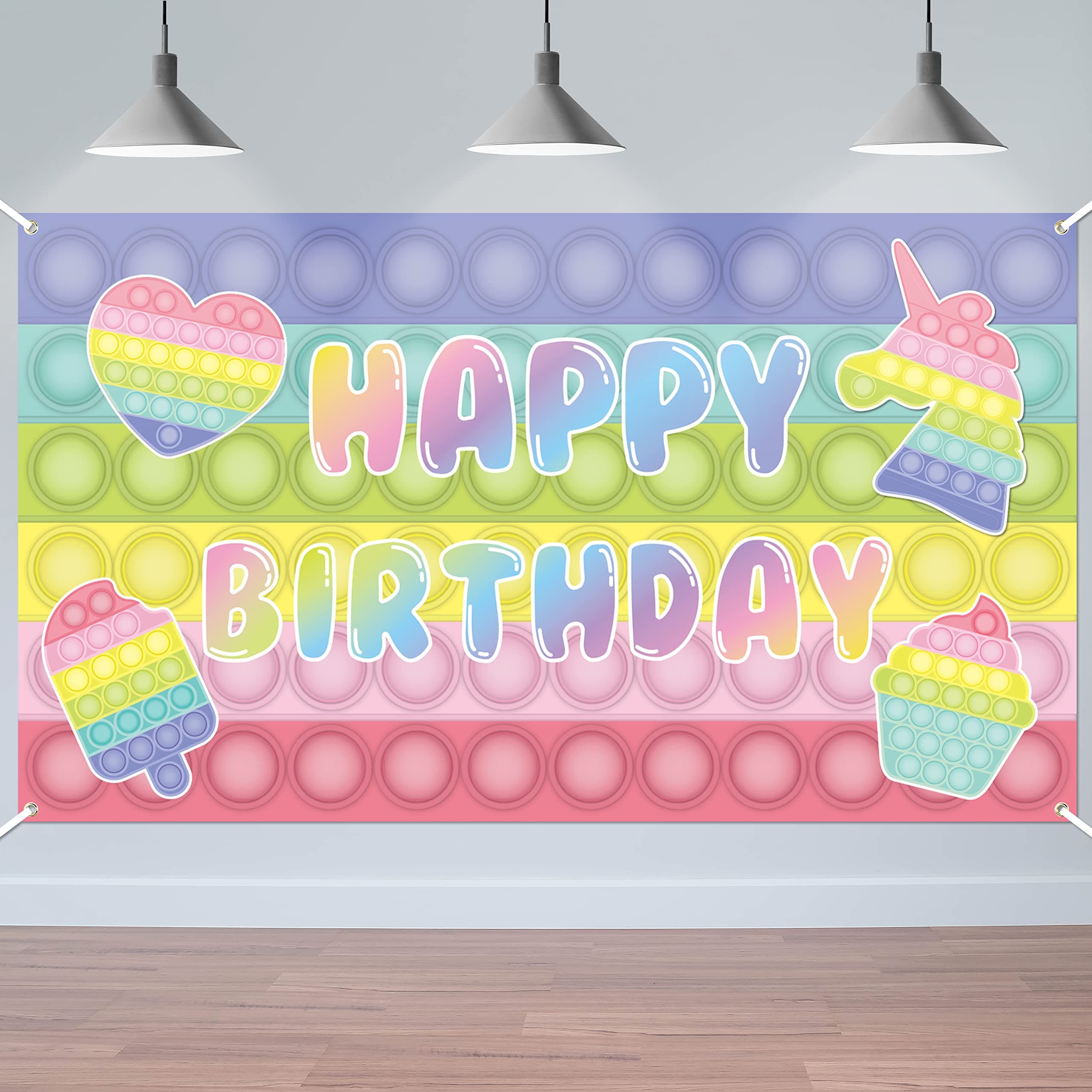 YINGENIVA 6.6*3.8ft Macaron Pop Fidget Backdrop Polyester Photography Booth Colorful Bubble Poster, Party Banner Background Wall Decoration for Birthdays, Christmas, Shooting props for Girls Boys