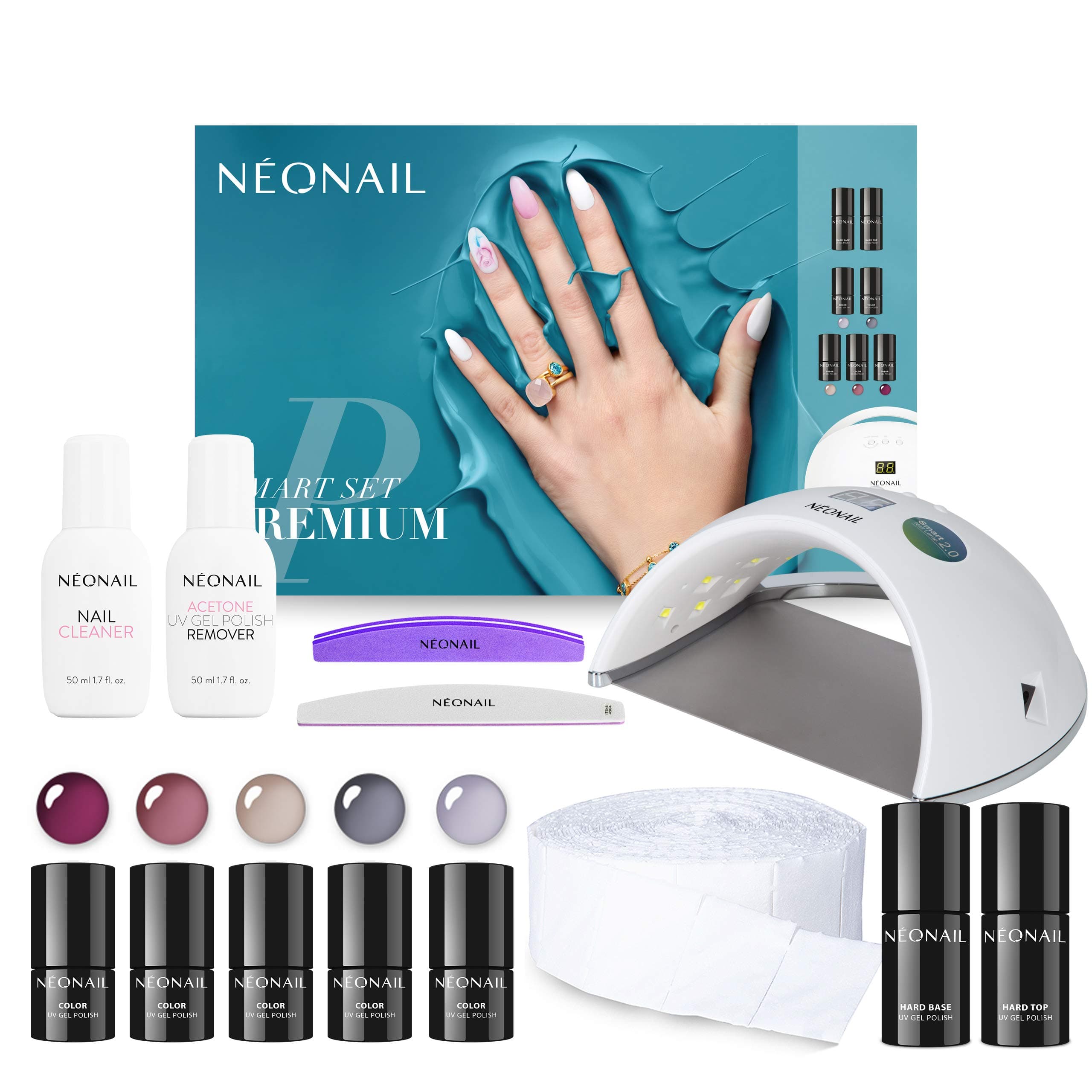NEONAIL Smart Set Premium with LED Lamp ECO 5x UV Nail Polish 3 ml and Accessories