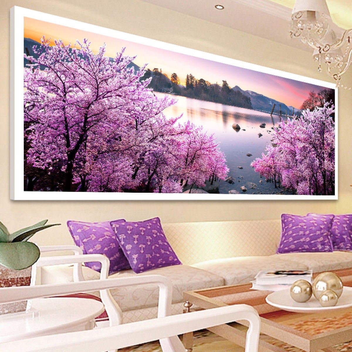 DIY 5D Landscape Point Diamond Cross-stitch Painting Full Drill The Living Room Posted A Substantial Cross-stitch Diamonds Embroidered Diamonds Landscape Showcase Bedroom,240*100cm