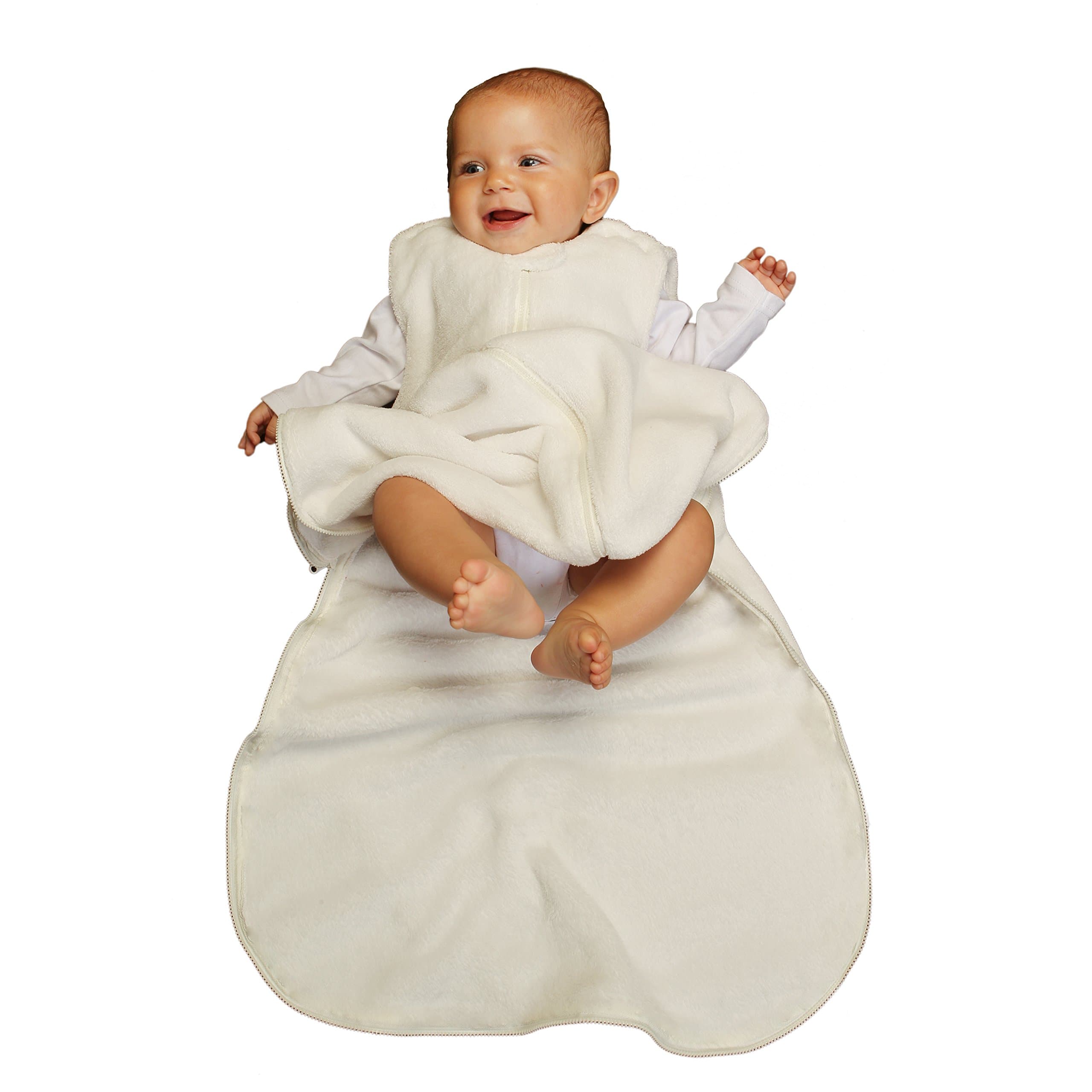 Gunapod Unisex Sleep Sack Fleece Wearable Blanket Baby Sleeping Bag, Milk White