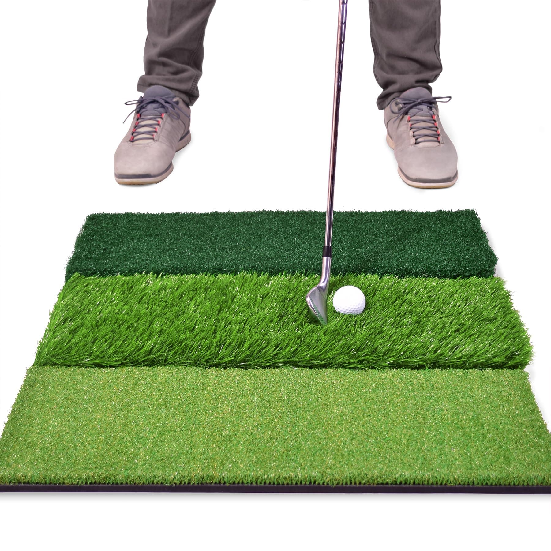 GoSports Tri-Turf XL Golf Practice Hitting Mat - Huge 24" x 24" Turf Mat for Indoor Outdoor Training, Green