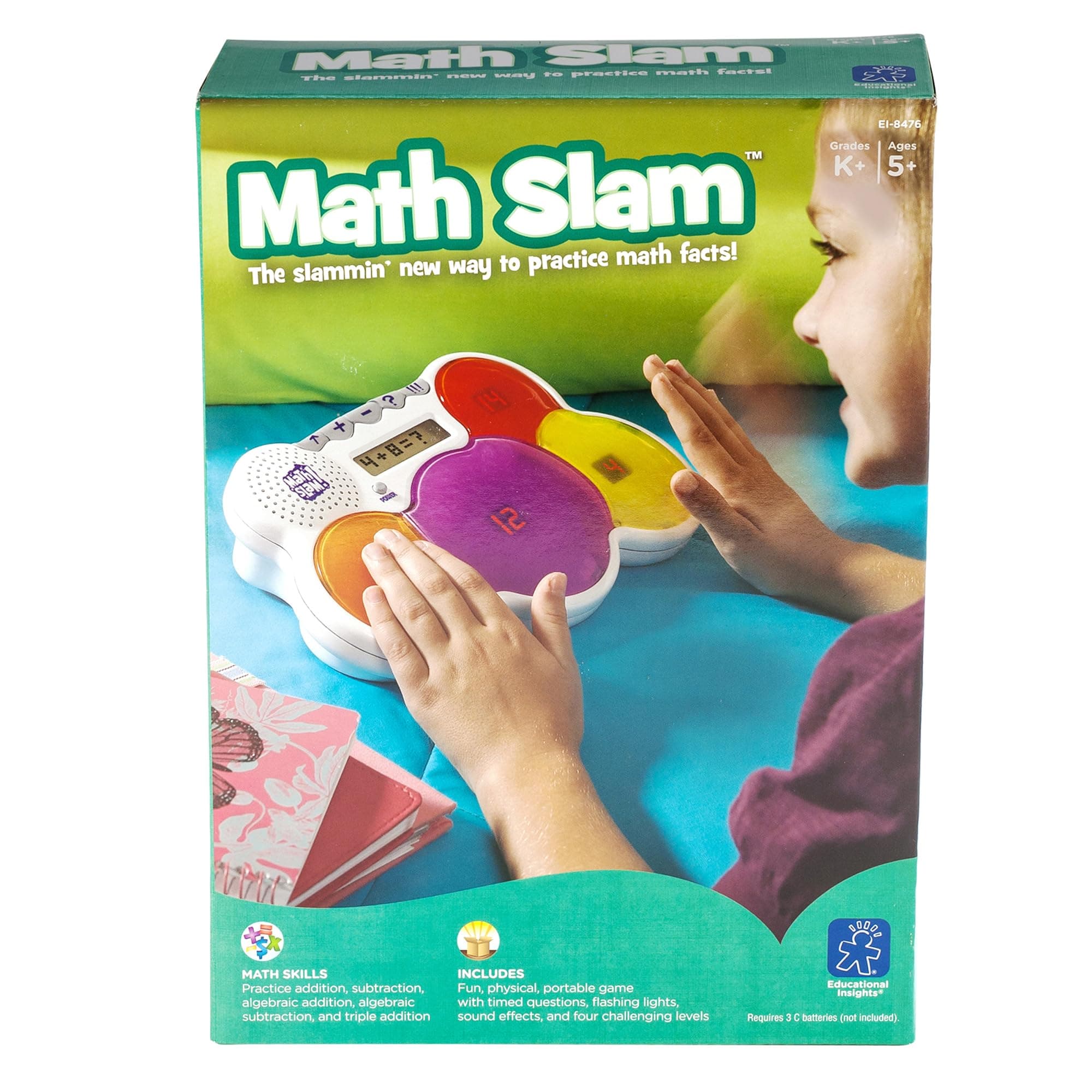 Educational Insights Math Slam - Interactive Math Games, Basic Algebra Game for Learning Addition and Subtraction, Handheld Kids' Electronics, Self Teaching STEM Learning Tools for Kids Ages 5+