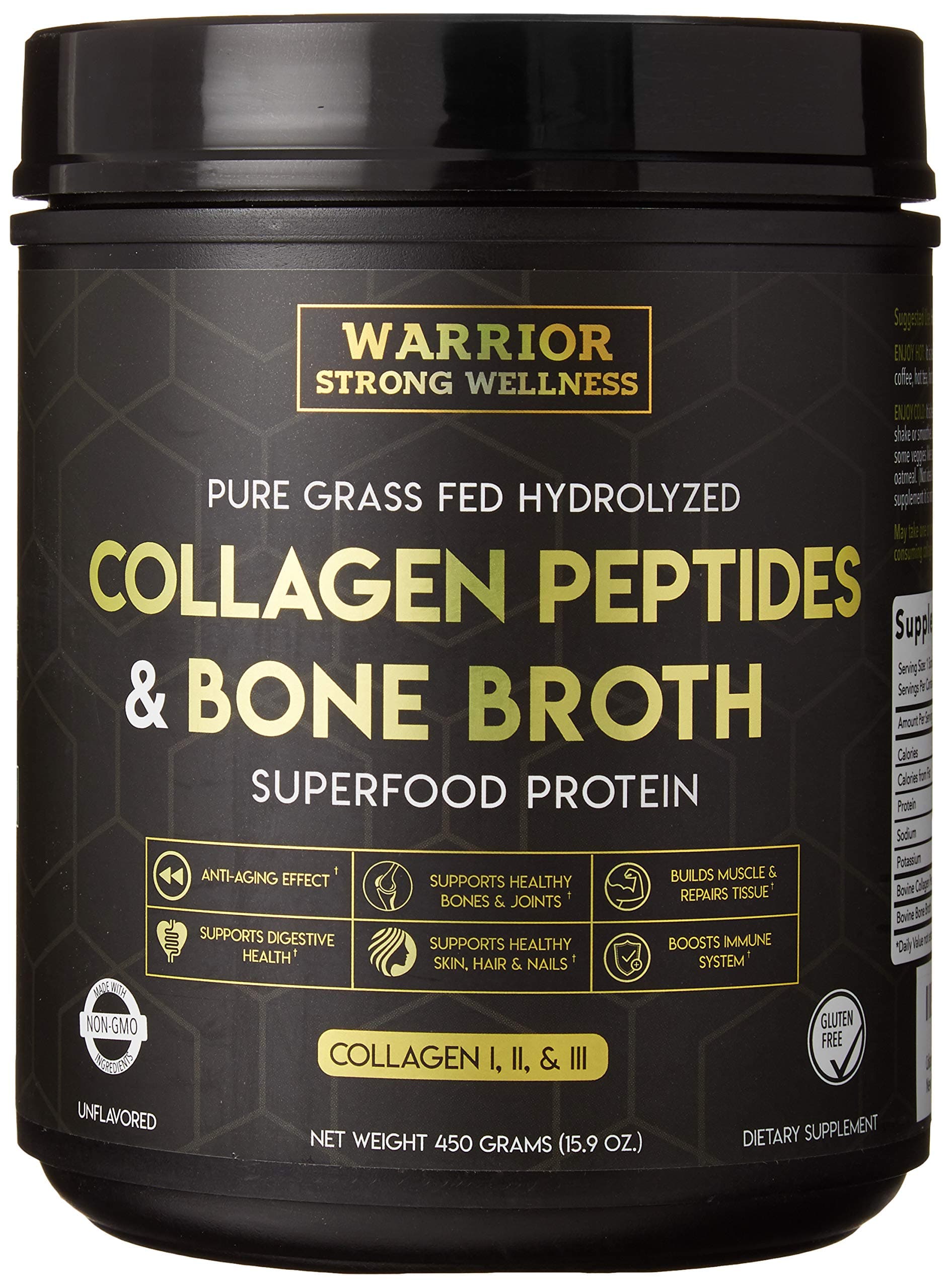Premium Collagen Peptides Bone Broth : Grass Fed Hydrolyzed Collagen Protein Powder Boost for Healthy Skin, Nails, Hair, Joints, Muscles,Digestion, Keto Friendly, Unflavored