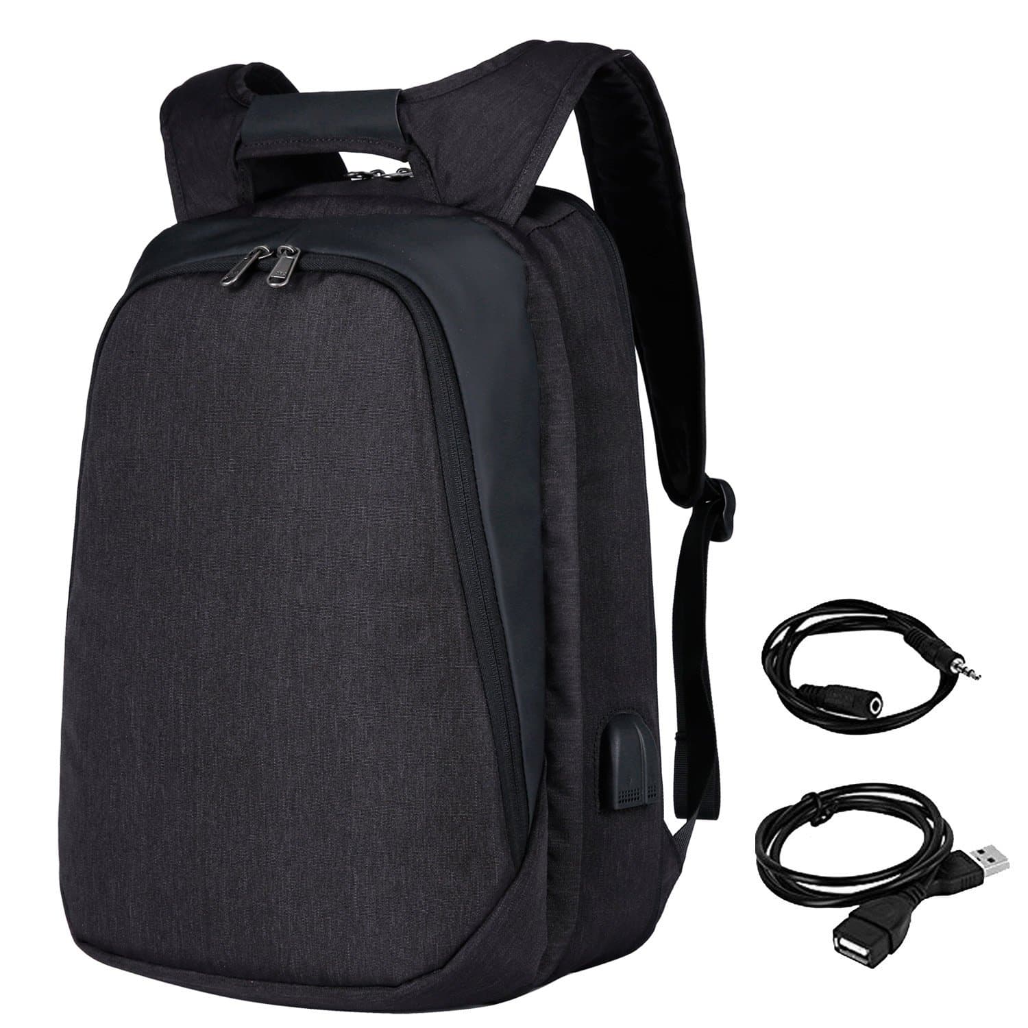 Laptop Backpack,Business Backpack Bag with USB Charging Port,Slim Water Resistant College School Computer Bag Daypack for Men and Women for 17.3 Inch Laptop and Notebook for Work,Office-Black