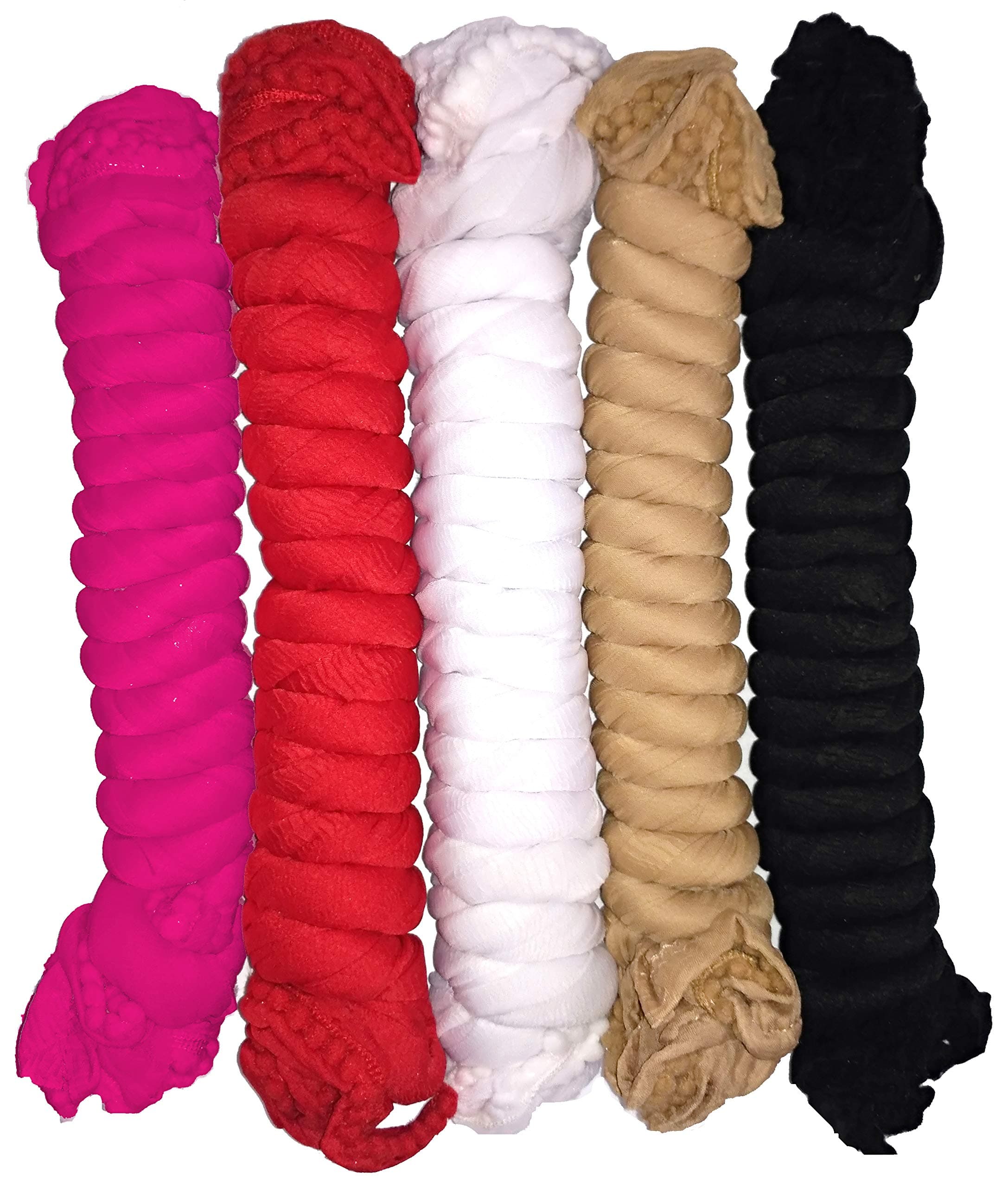 YOUTHQUAKE Women's Solid Casual Faux Chiffon Multi Color Dupatta With Pum Pum Lace (Combo of 5)