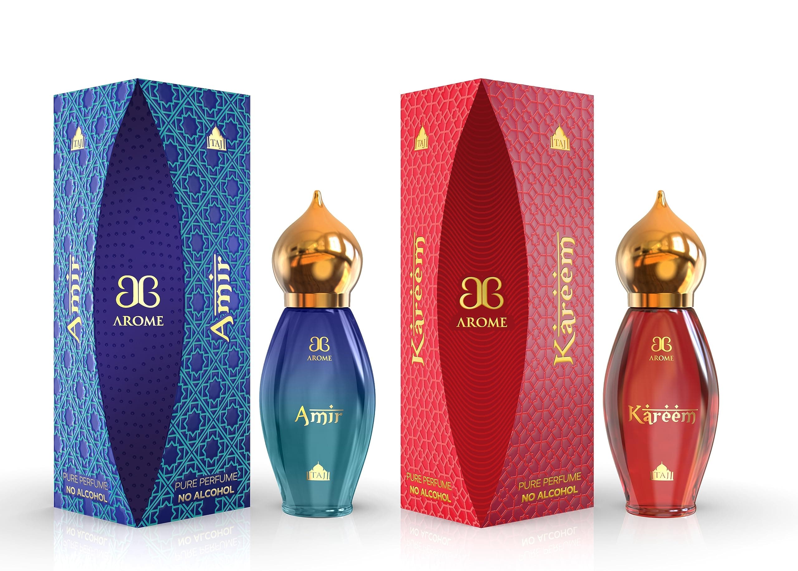 Taj Edition Attar Combo Pack of AMIR and KAREEM (9ml Each) | Pure Attar Perfume | No Alcohol Unisex Perfume Roll-On For Men And Women