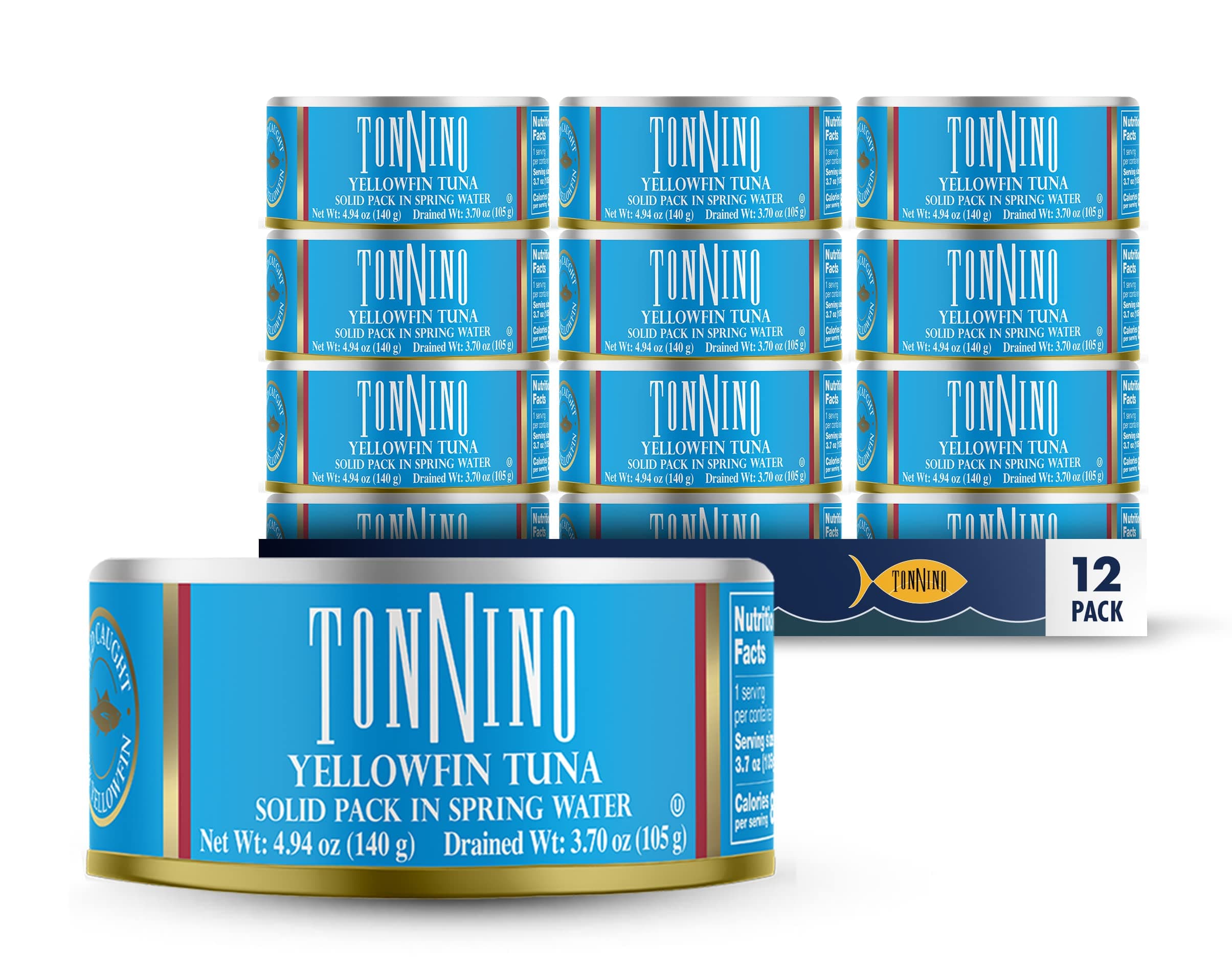 Yellowfin Tuna Fish in Spring Water - Pack of 12 Can