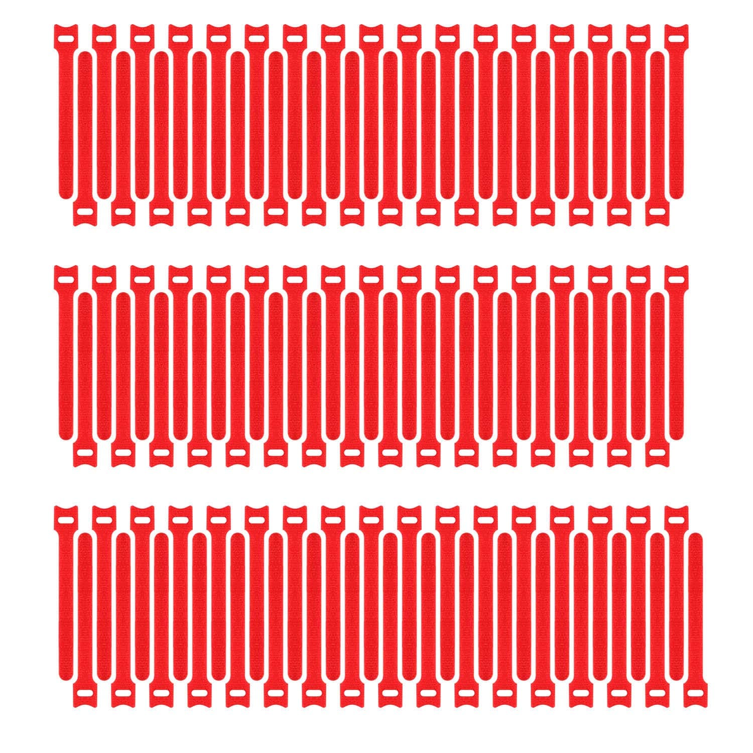 Pasow 100pcs Reusable Fastening Cable Ties Adjustable Wire Management 7 Inch (Red)