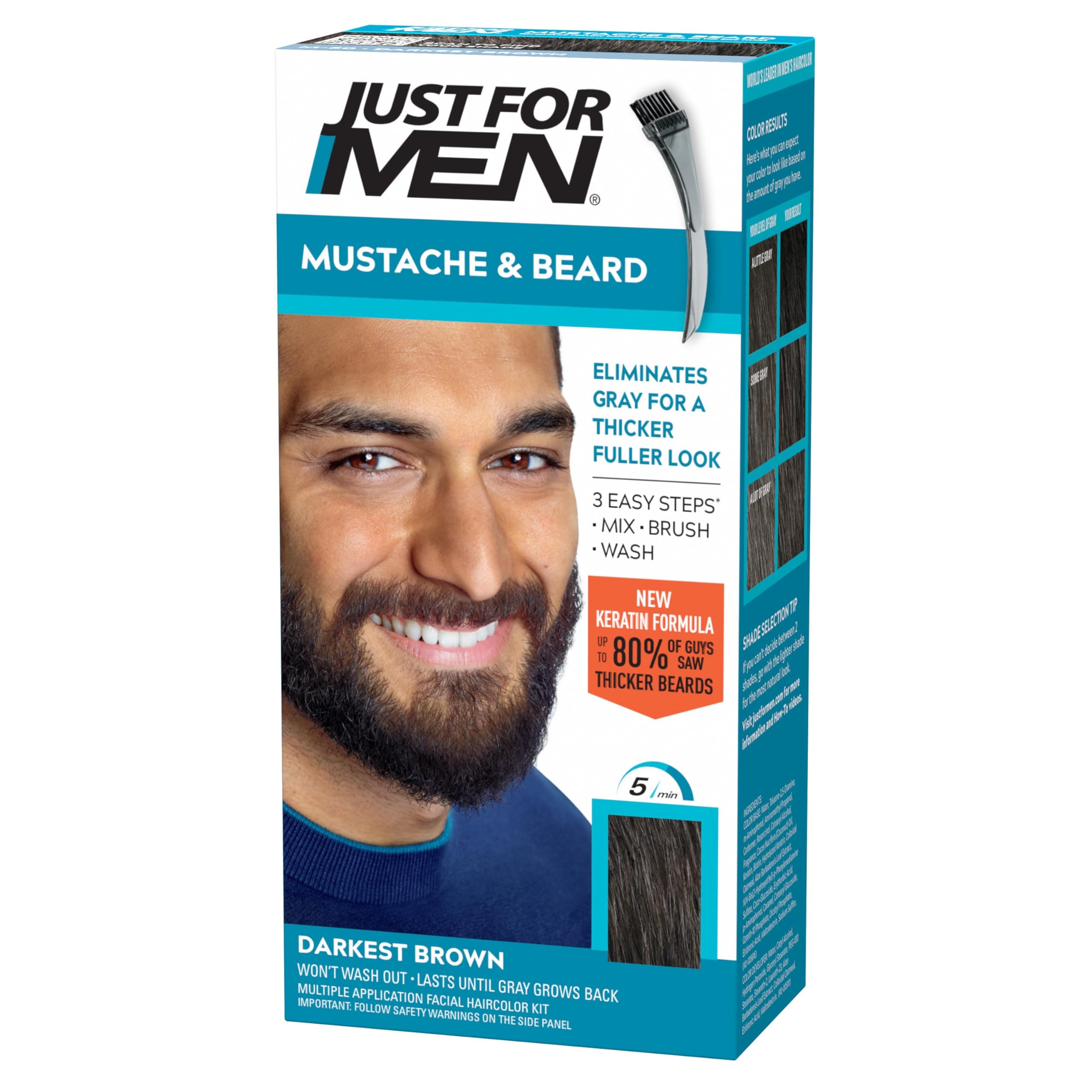 Just For Men Brush-In Color Mustache & Beard - Darkest Brown